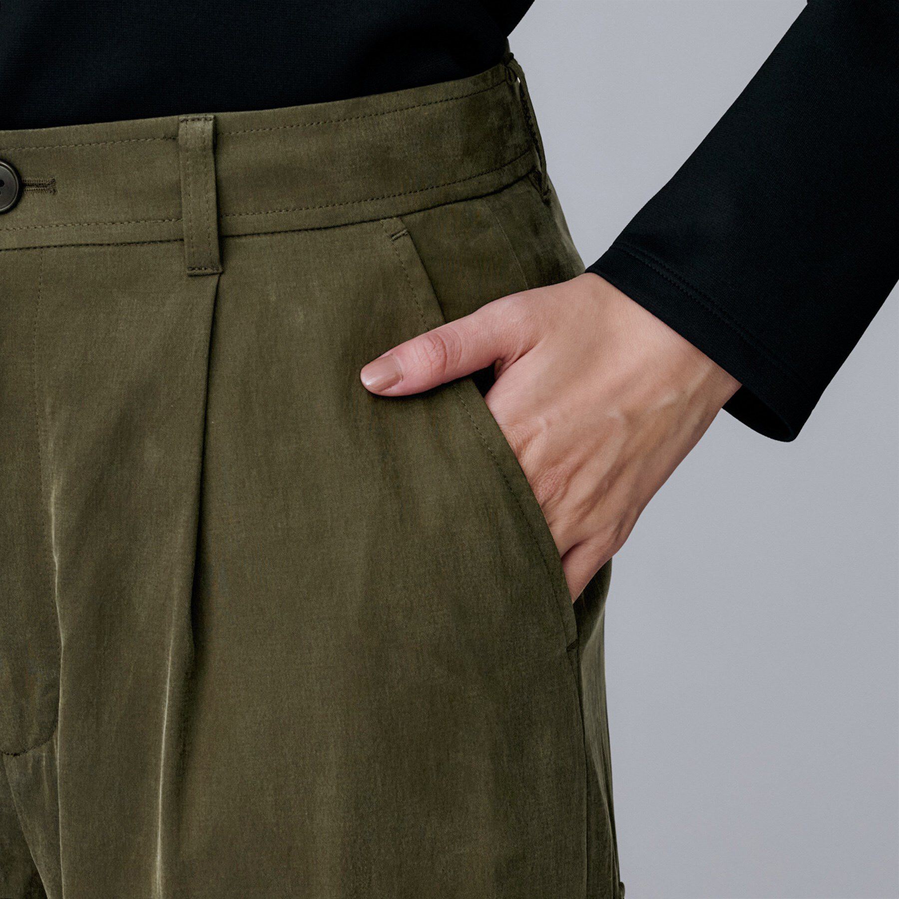 UNTITLED「【大人きれいめ/ストレート/ワイド】キュプラカーゴパンツ」|その他|