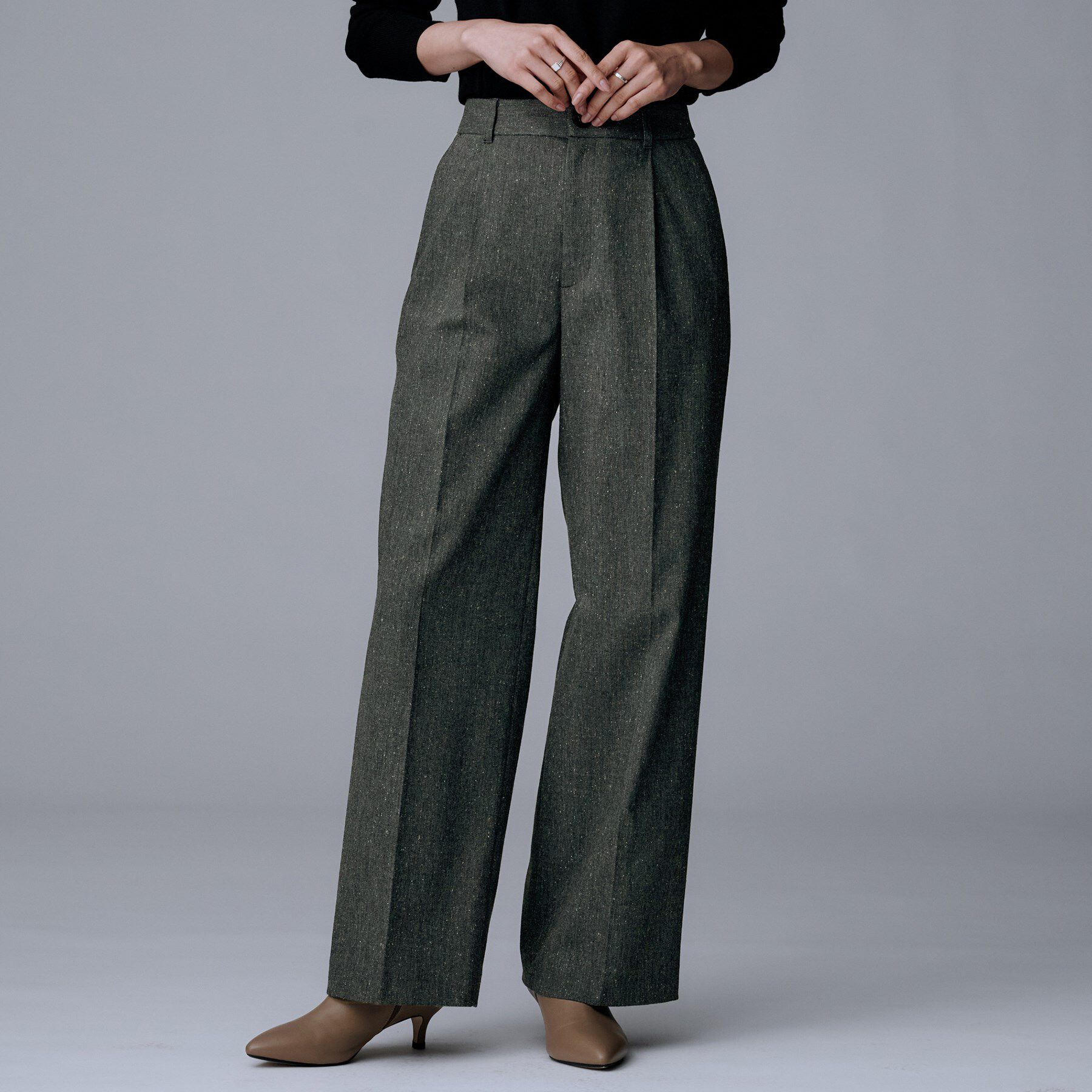 UNTITLED「【ワイド/後ろゴム/シーズンレス】シルクネップツイードパンツ」|その他|