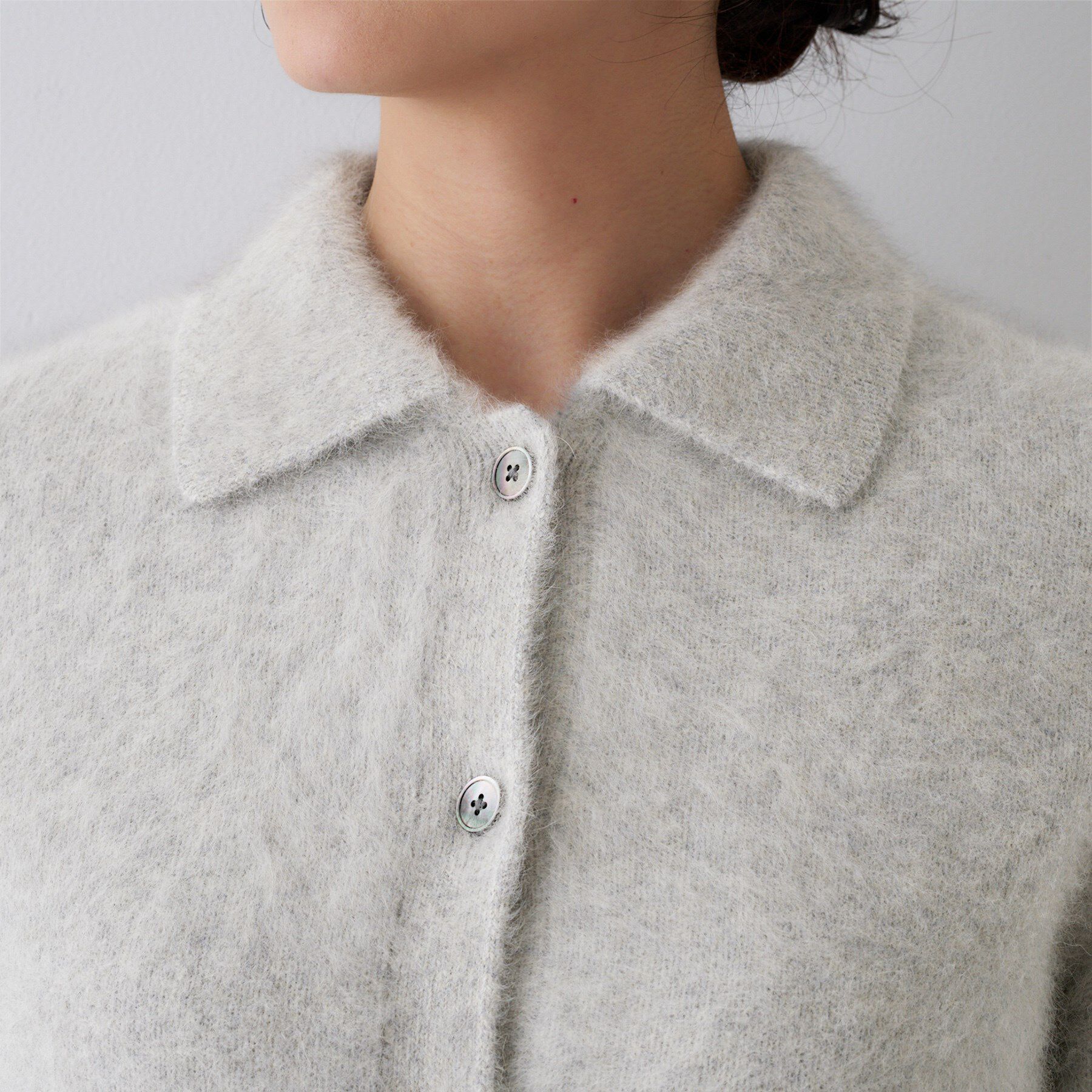 UNTITLED「【ふわふわニット/オンオフ使える】フォックスカシミヤ衿付きカーディガン」|カーディガン|