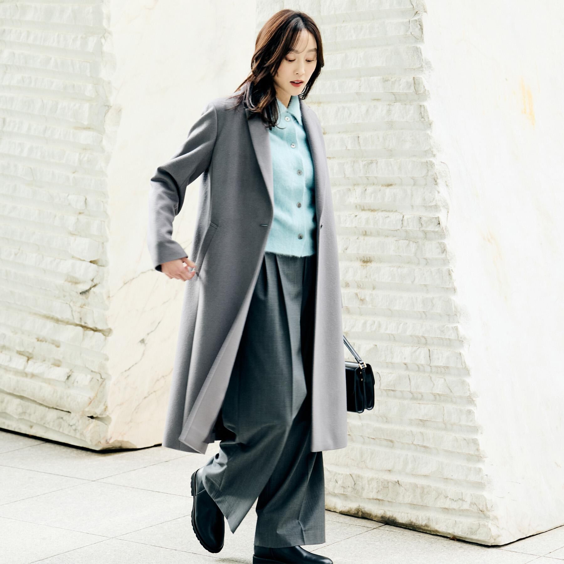 UNTITLED「【ふわふわニット/オンオフ使える】フォックスカシミヤ衿付きカーディガン」|カーディガン|