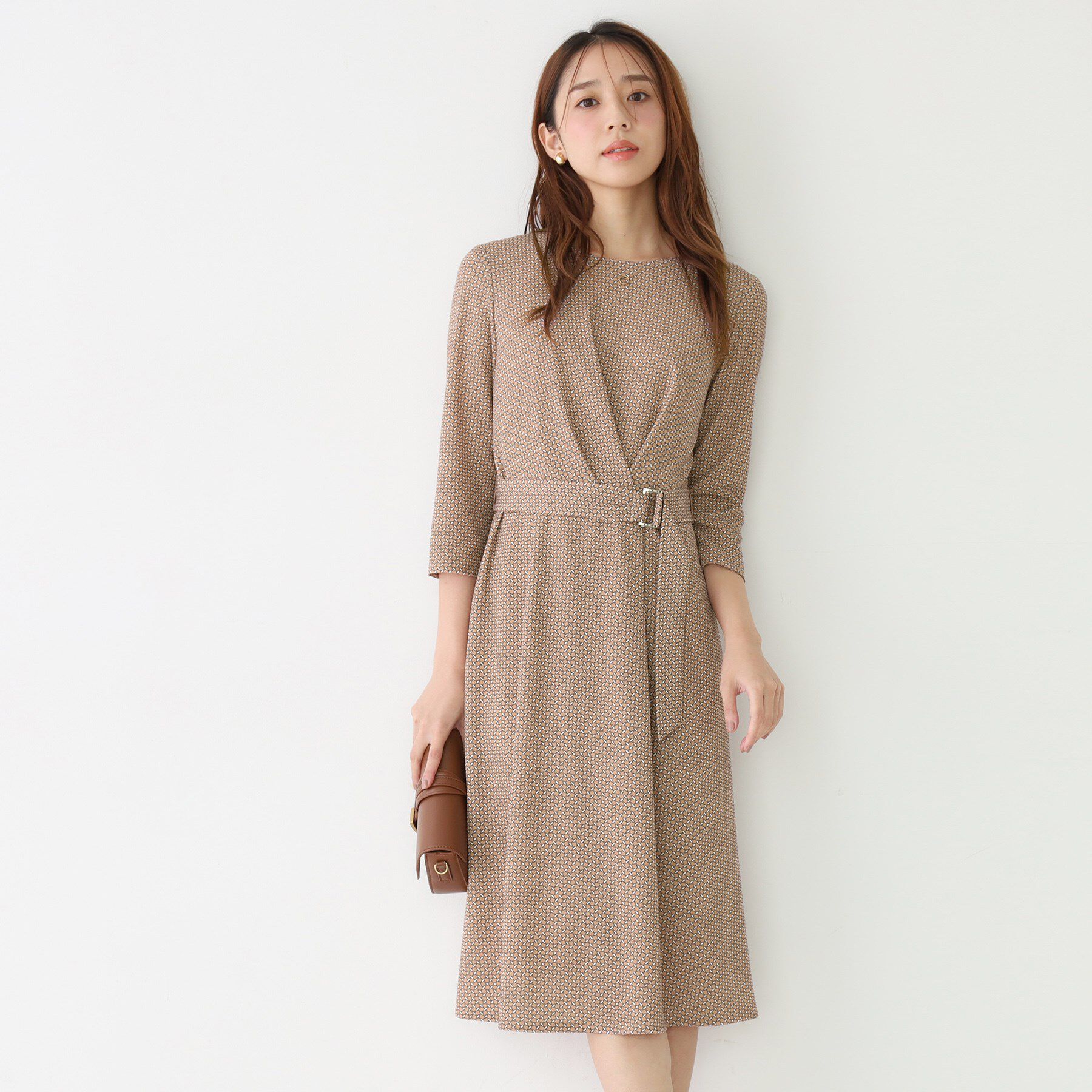 COUP DE CHANCE「【手洗い可／日本製】ジャージ素材のプリント柄ワンピース」|ワンピース|ピンクベージュ(15