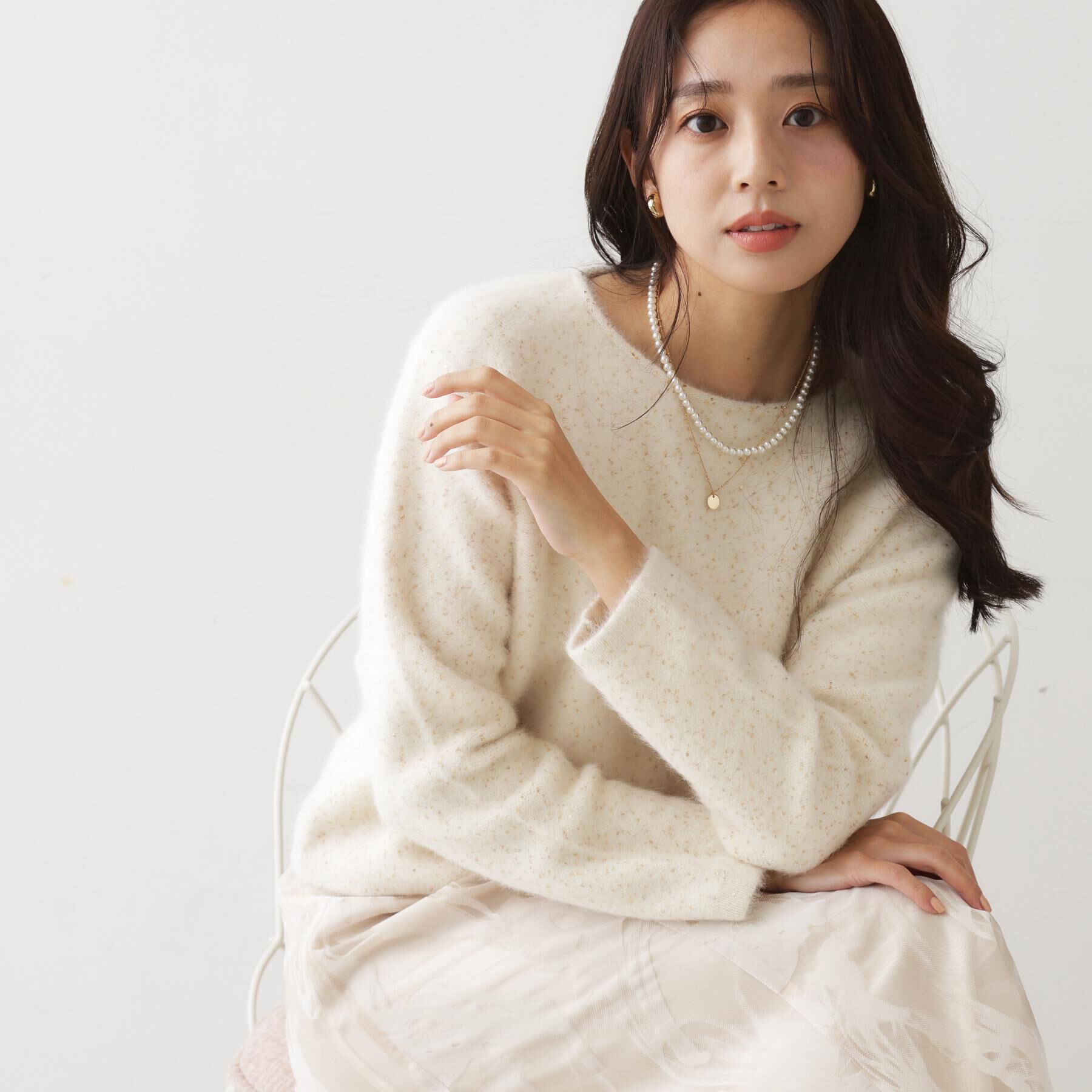 COUP DE CHANCE「【フォックス混／軽い着心地】ショート丈ニットトップス」|ニット・セーター|