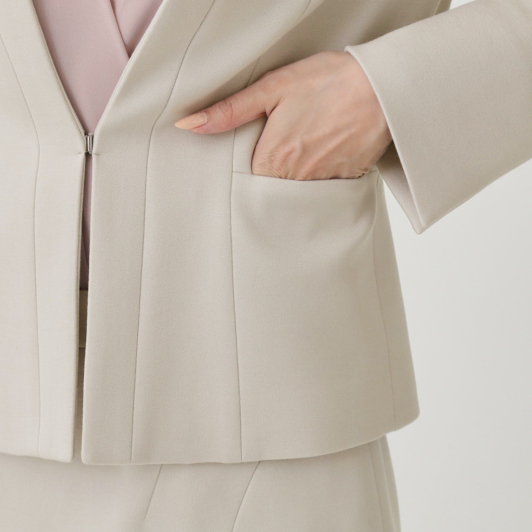 COUP DE CHANCE「【日本製／セットアップ可】ジャージ素材のカラーレスジャケット」|ノーカラージャケット|