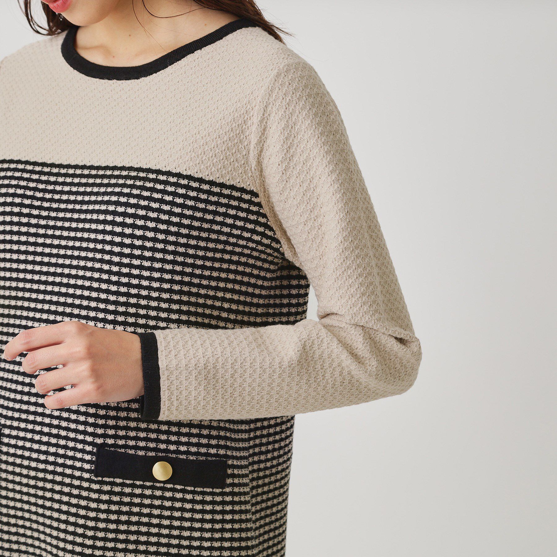 COUP DE CHANCE「【手洗い可】配色デザインニットワンピース」|ワンピース|