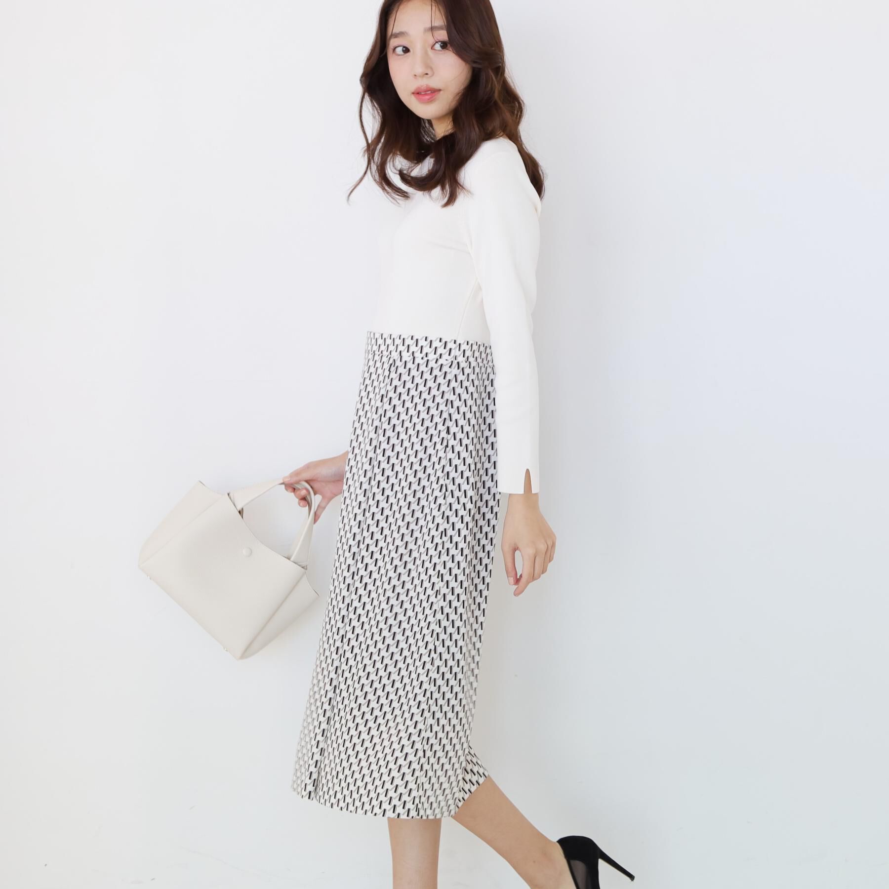 COUP DE CHANCE「【手洗い可】異素材ドッキングワンピース」|ワンピース|