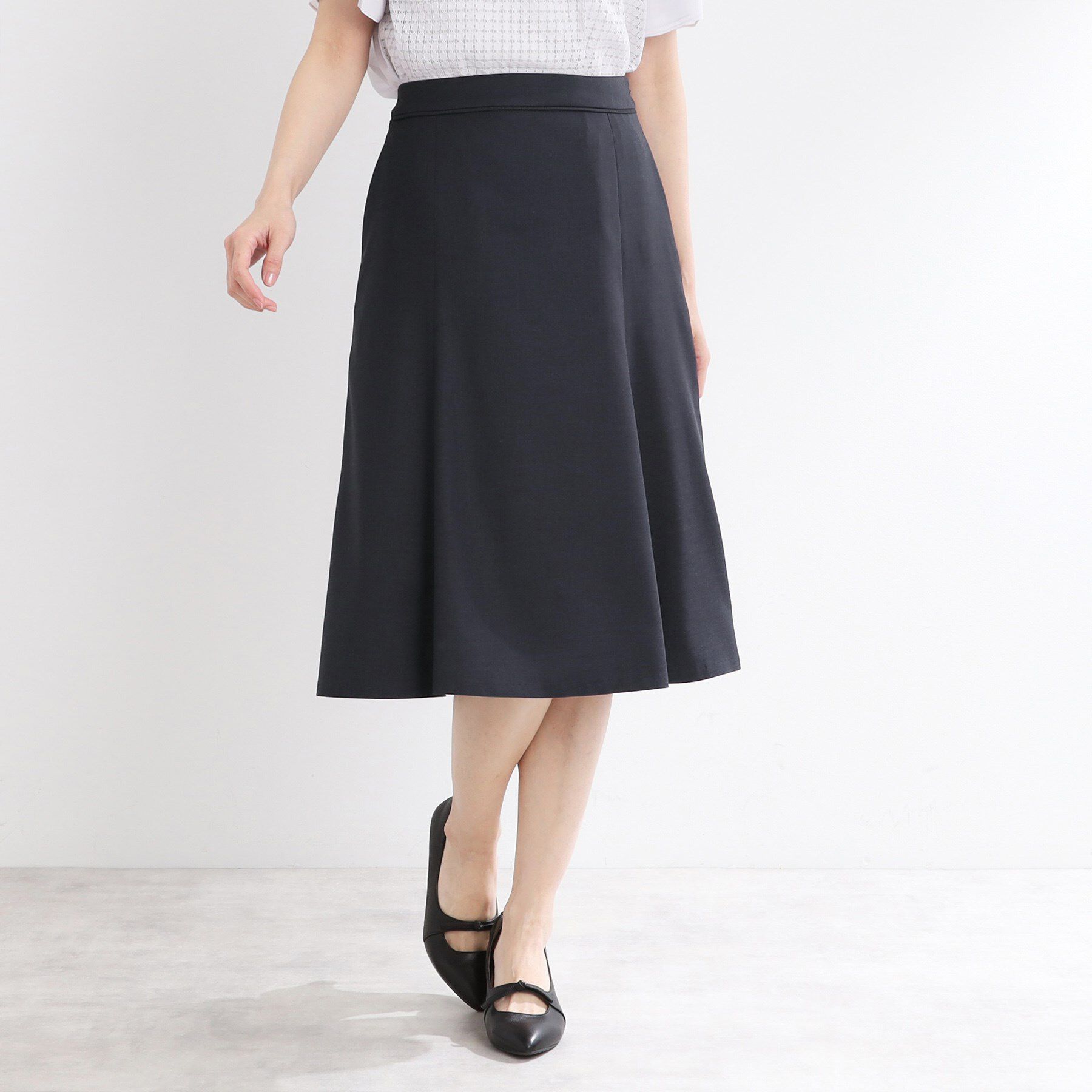 Reflect「【洗える／セットアップ可】ドライタッチフレアスカート」|スカート|ネイビー(094)