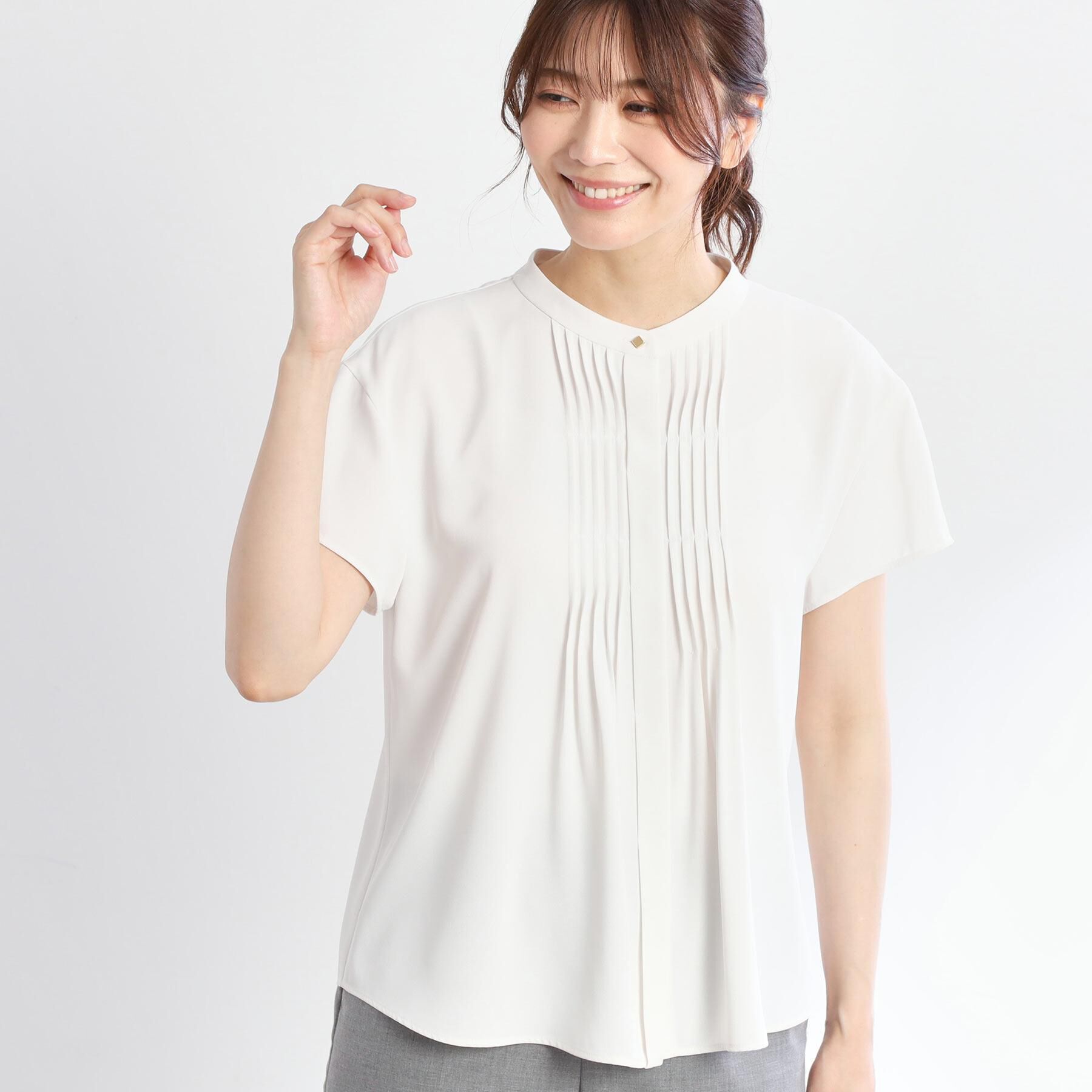 Reflect「【インナーに◎／すっきり見え！長め丈】タックデティールブラウス」|シャツ・ブラウス|