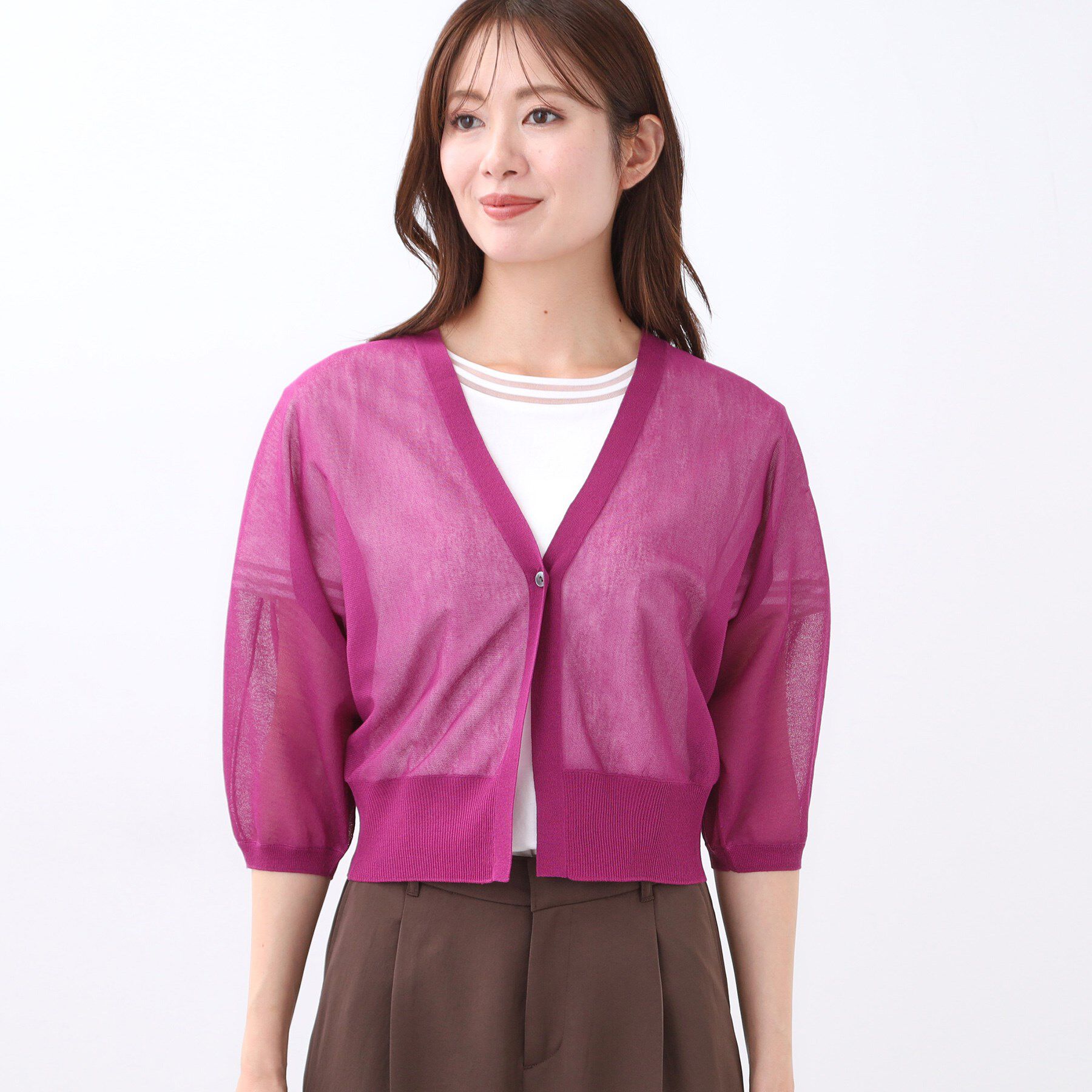 Reflect「【手洗い可】ボレロ風シアーカーディガン」|カーディガン|