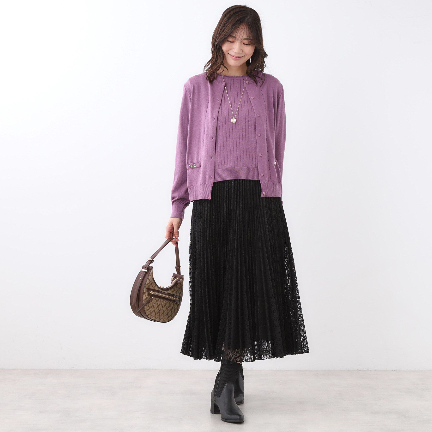 Reflect「【WEB先行カラーあり／軽い羽織に◎／アンサンブル可】透かし柄カーディガン」|カーディガン|