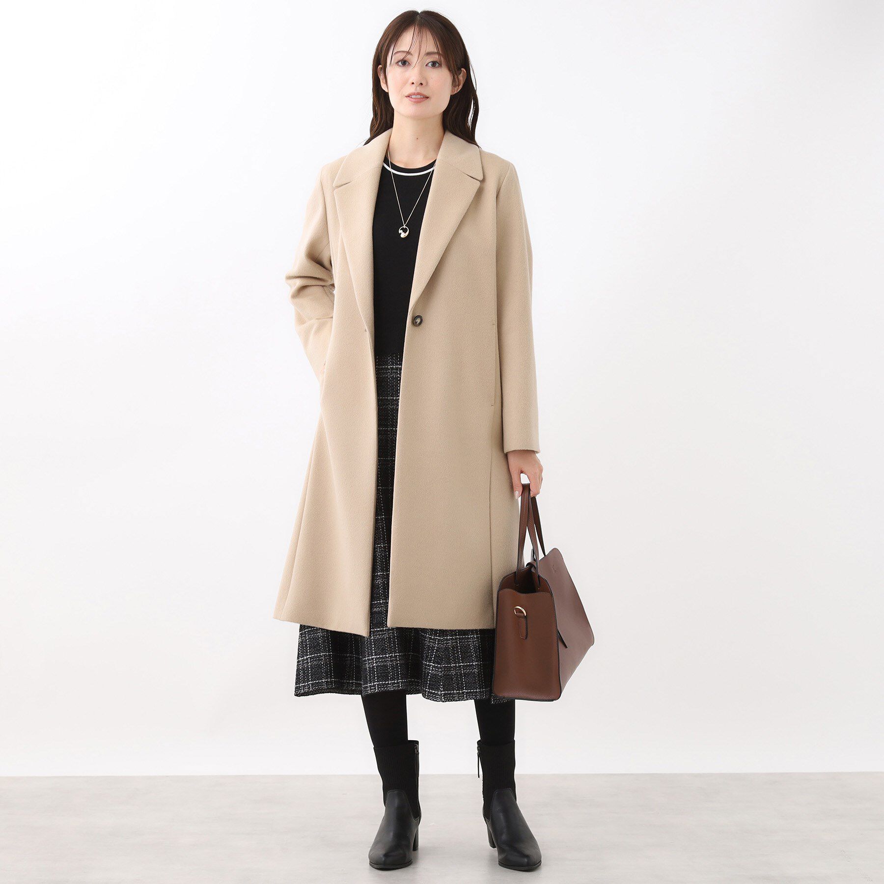 Reflect「【選べる6色】テーラードカラーロングウール混コート」|チェスターコート|