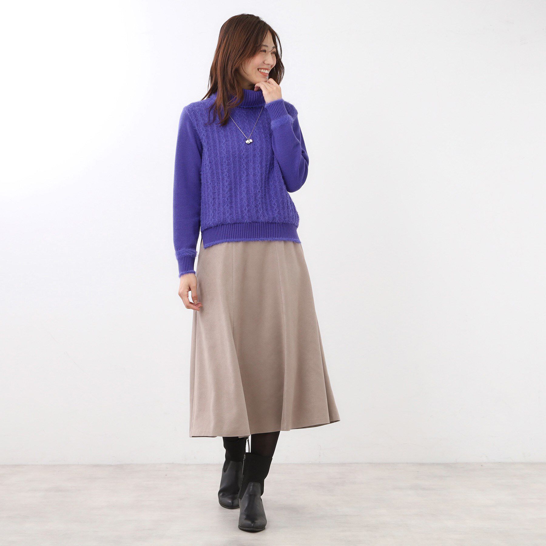 Reflect「【ほんのりラメ感◎】ふわふわフェザーヤーンハイネックニット」|ニット・セーター|