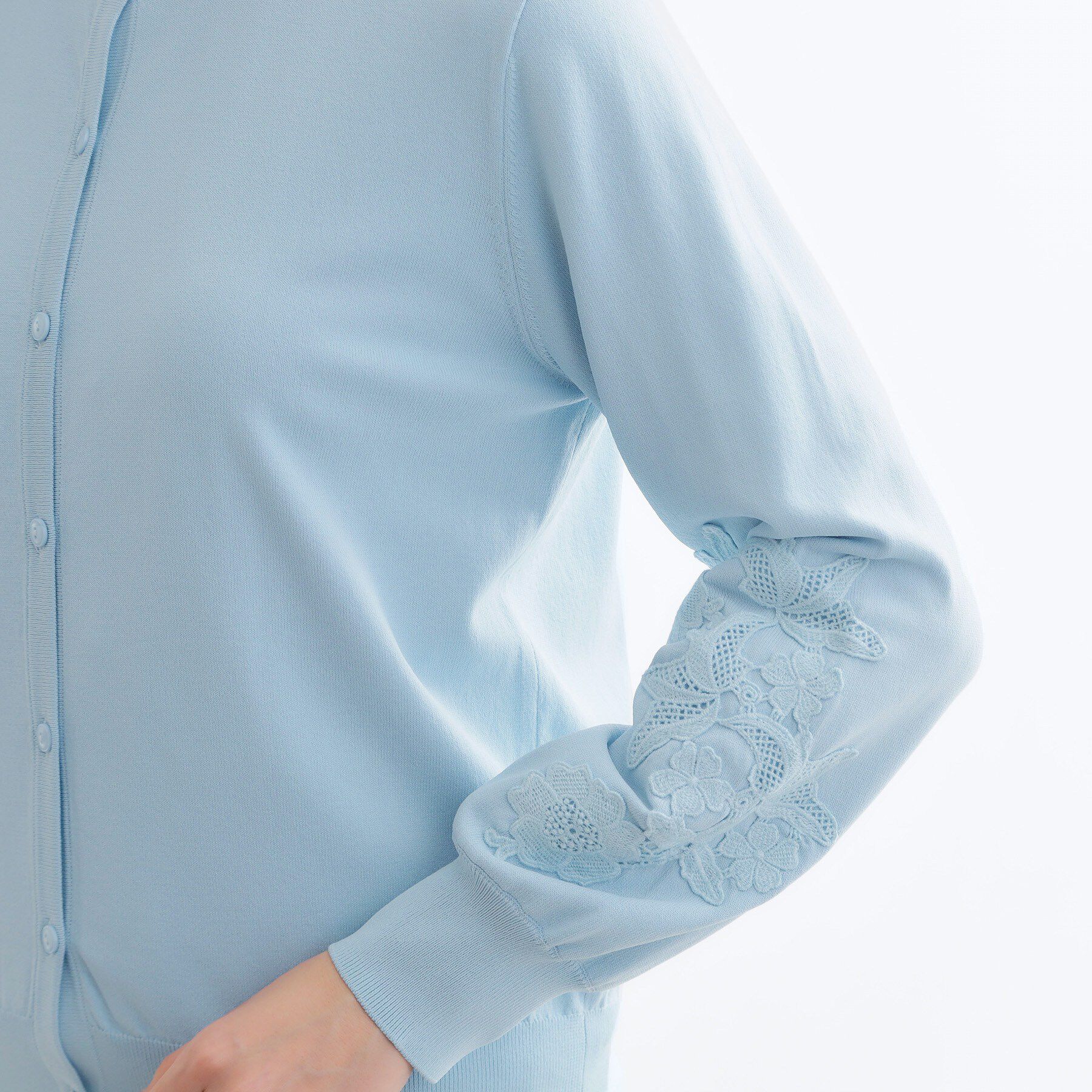 Reflect「レースデザインスリーブカーディガン」|カーディガン|