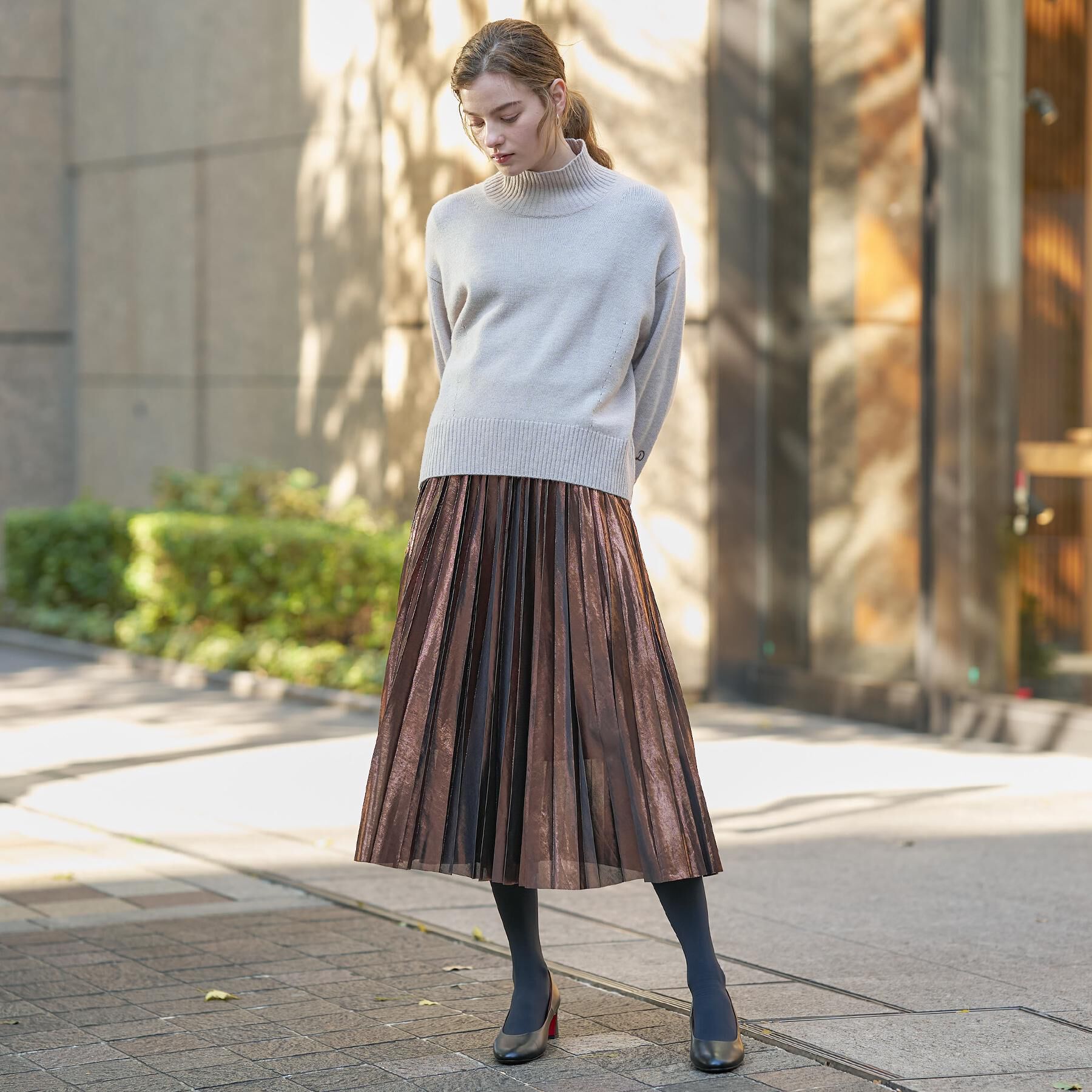 DRESSTERIOR「【洗える/ストレッチ性/オンオフ】箔プリントプリーツスカート」|スカート|