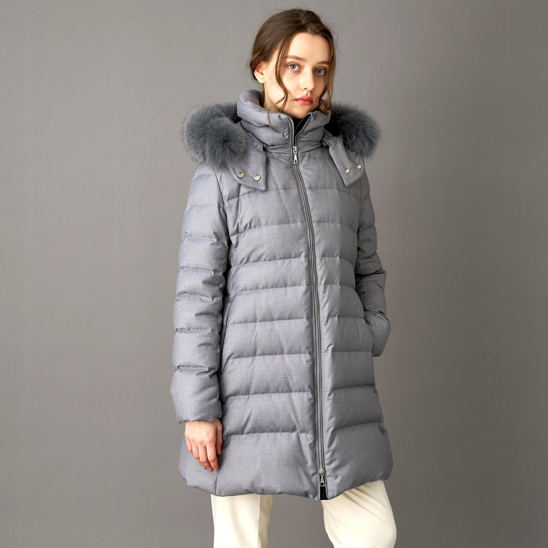 DRESSTERIOR「【CLASSY.12月号掲載/フード＆ファー取り外し可】ブルーFOXファー ホワイトグースダウン」|ダウン|