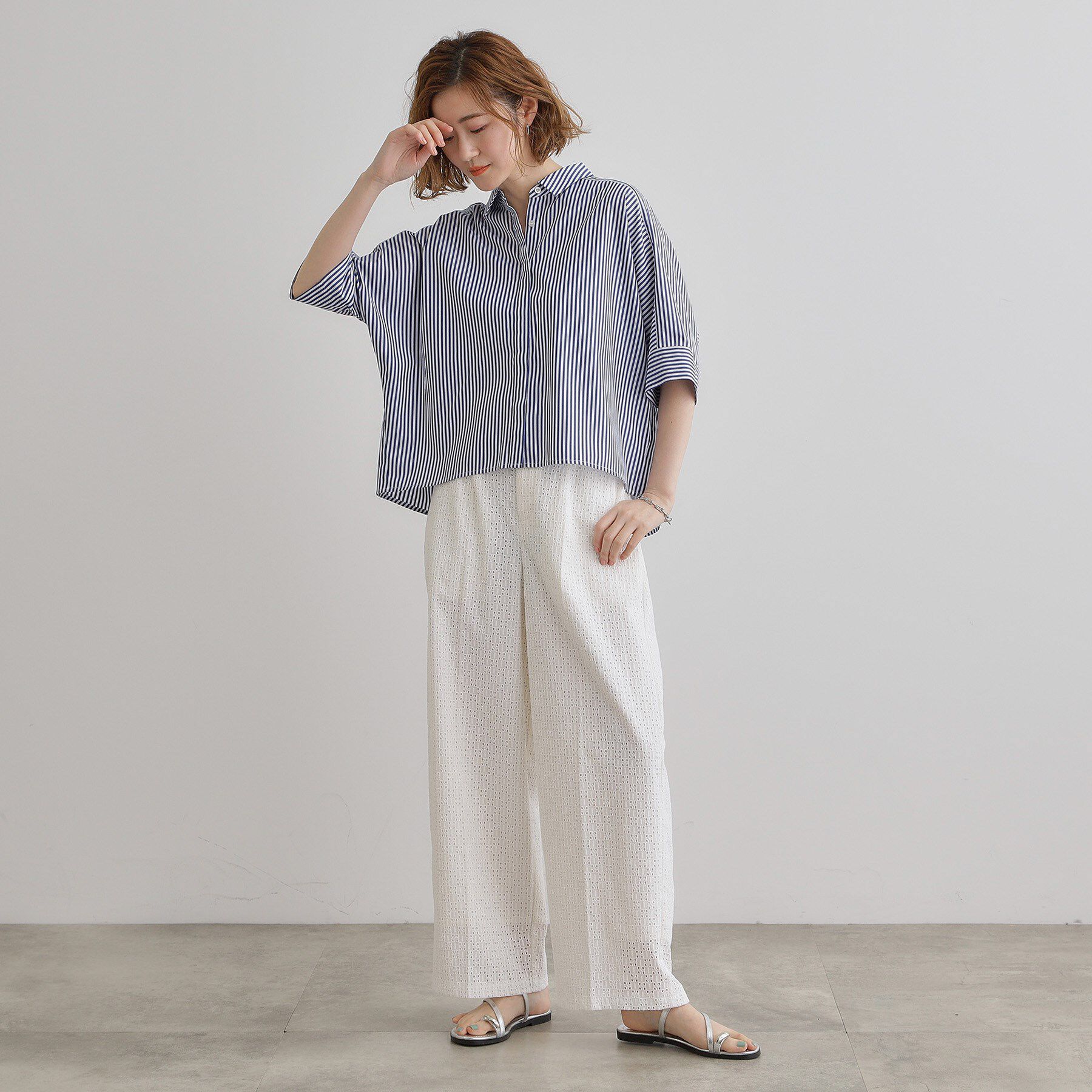 grove「【レースの透け感が軽やか】エンブロイダリーレースワイドパンツ」|その他|