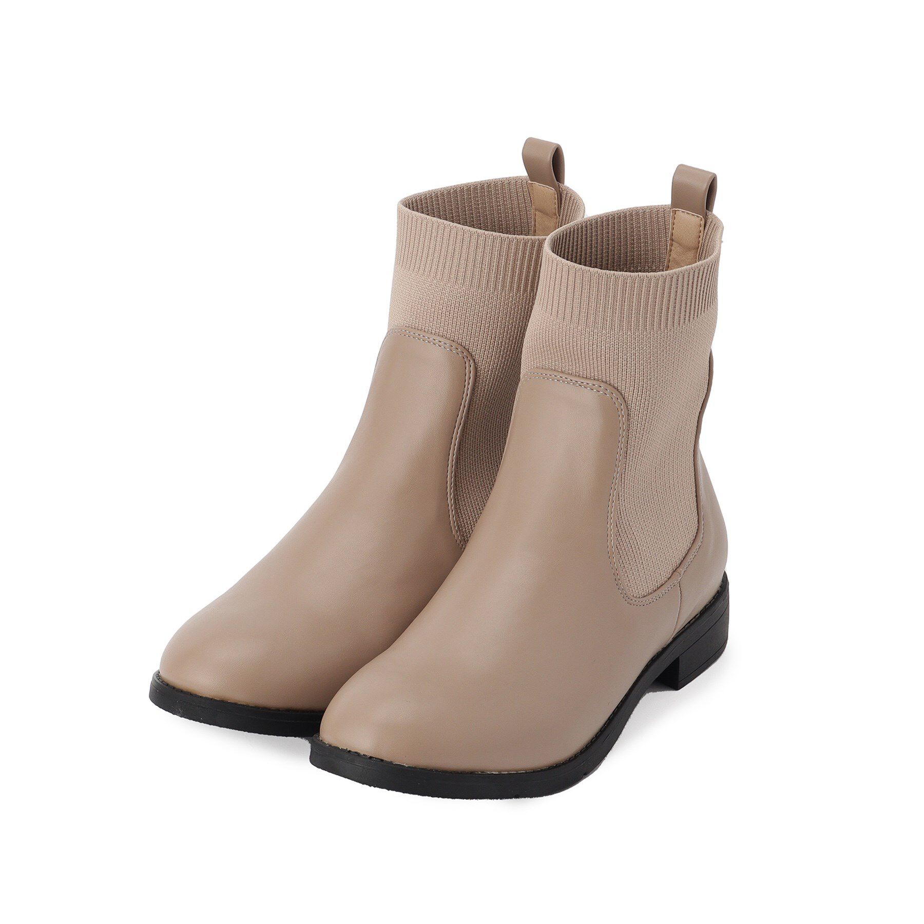 grove「【人間工学/履き心地らくちん】ニットコンビブーツ」|ショートブーツ|トープ(054)