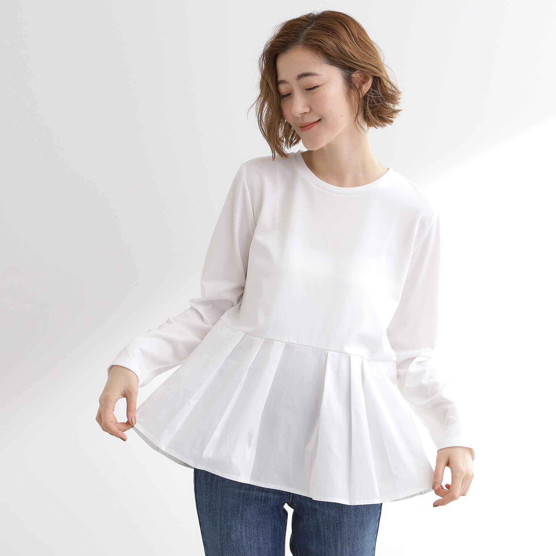 grove「裾切替タックペプラムTシャツ」|Tシャツ・カットソー|