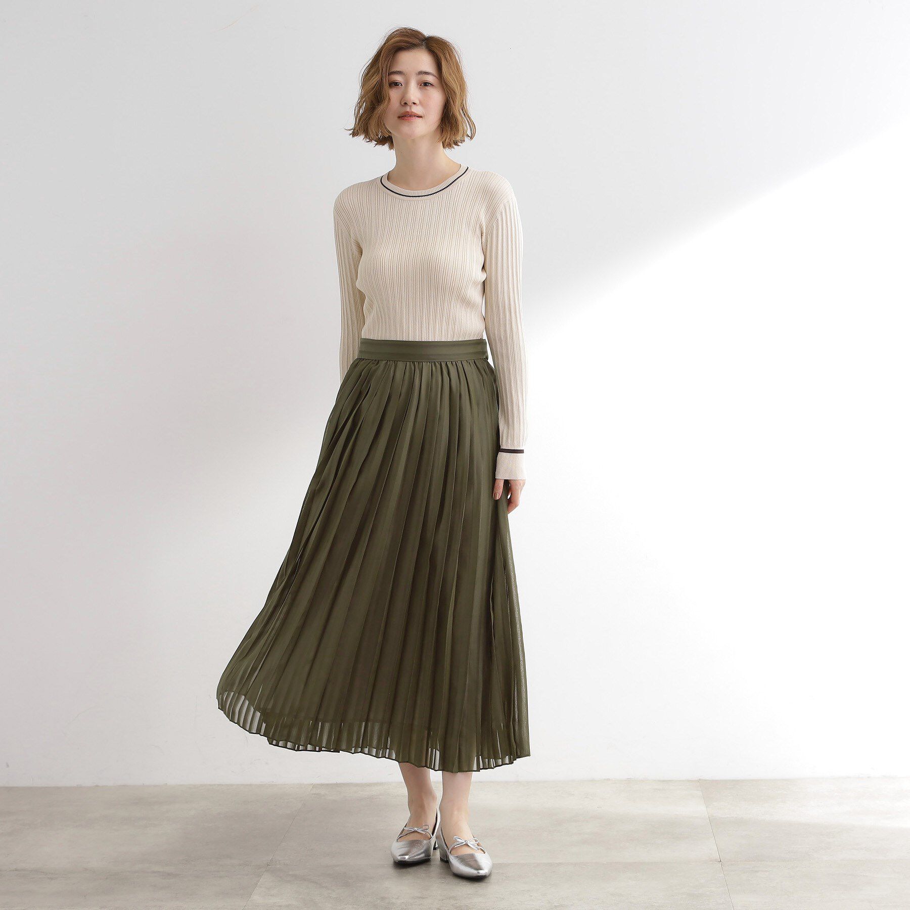 grove「【洗える】ひらりとゆれる　上品プリーツスカート」|スカート|