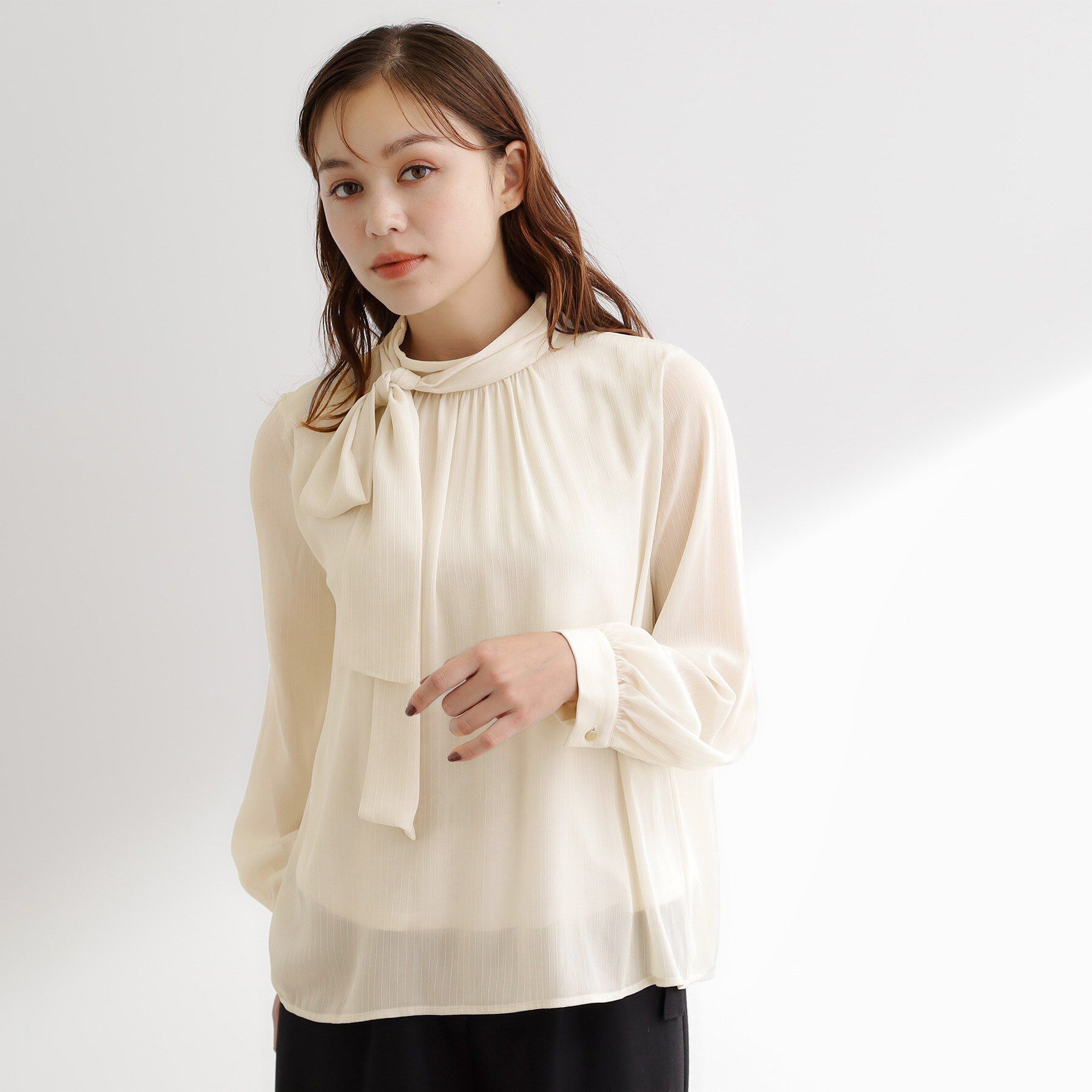 grove「シアーストライプボウタイブラウス」|シャツ・ブラウス|