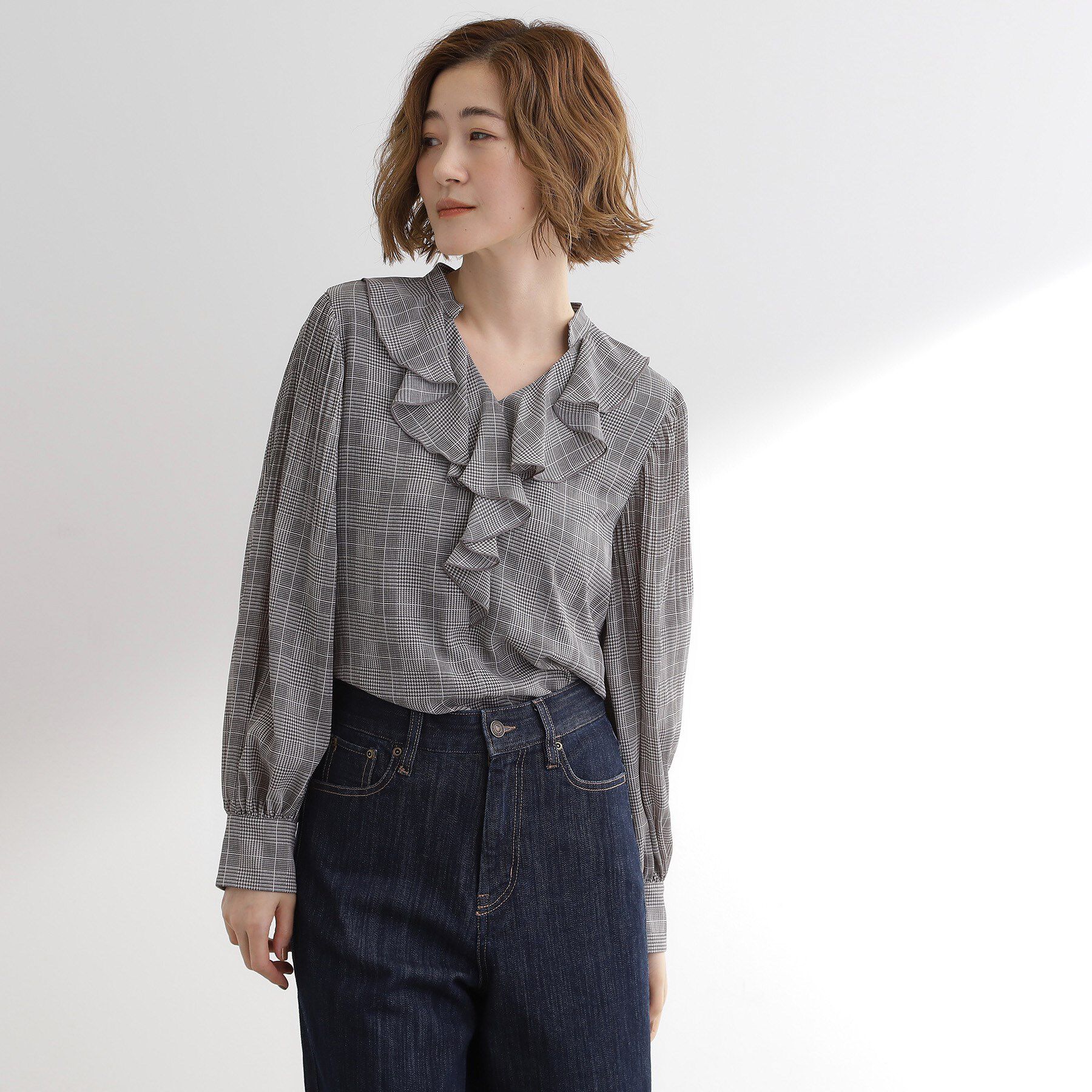 grove「袖プリーツフロントフリルブラウス」|シャツ・ブラウス|