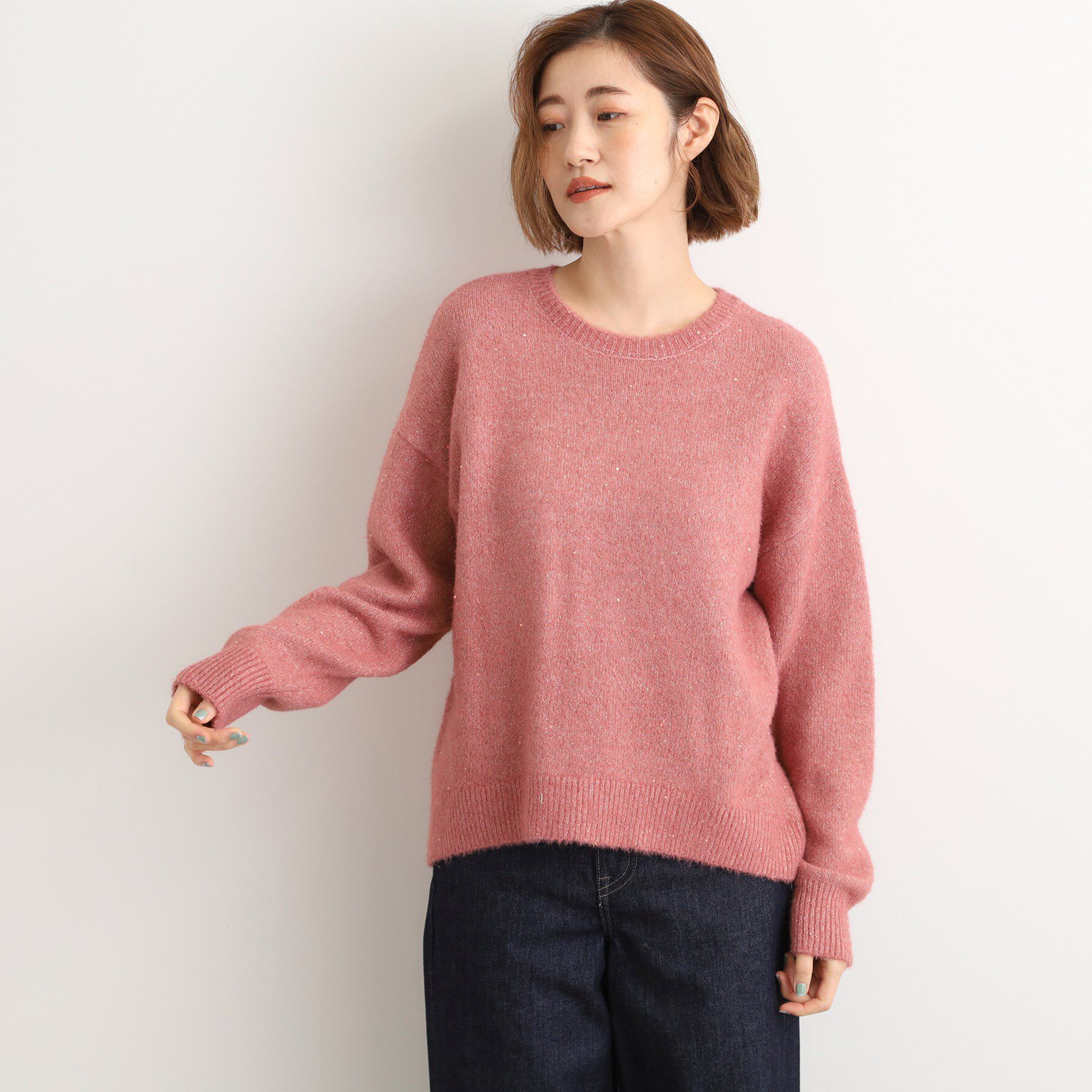 grove「華やぎ冬ニット　ミニスパンコールフェザーニット」|ニット・セーター|