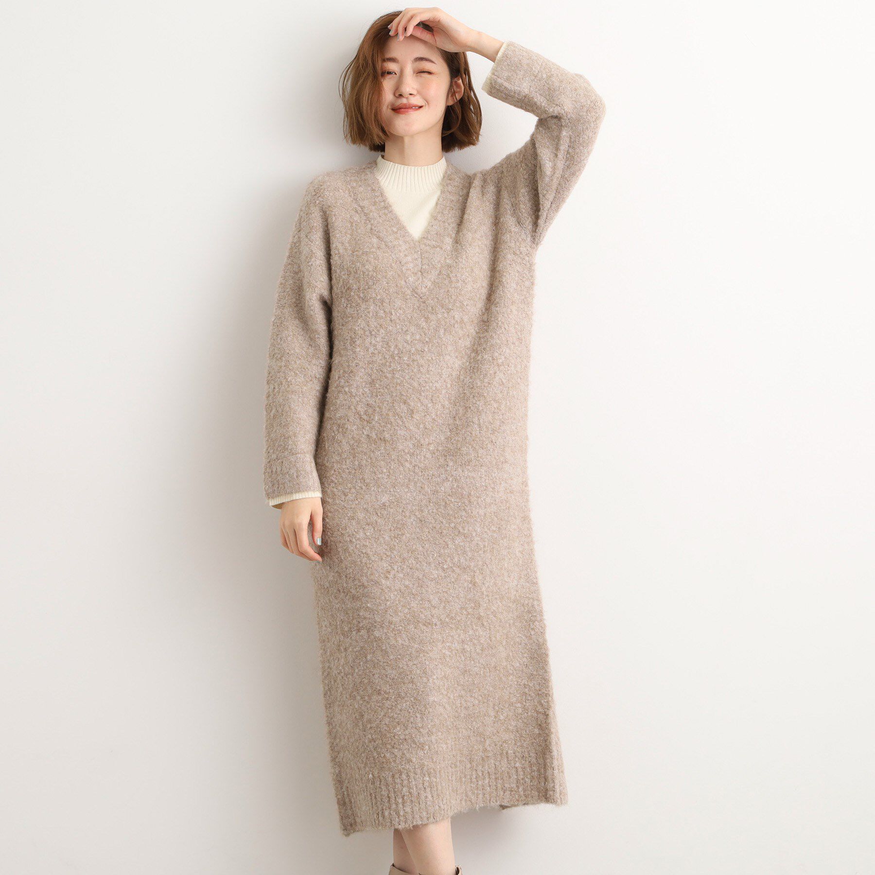 grove「一枚でレイヤードコーデ完成！ブークレーニットワンピース」|ワンピース|