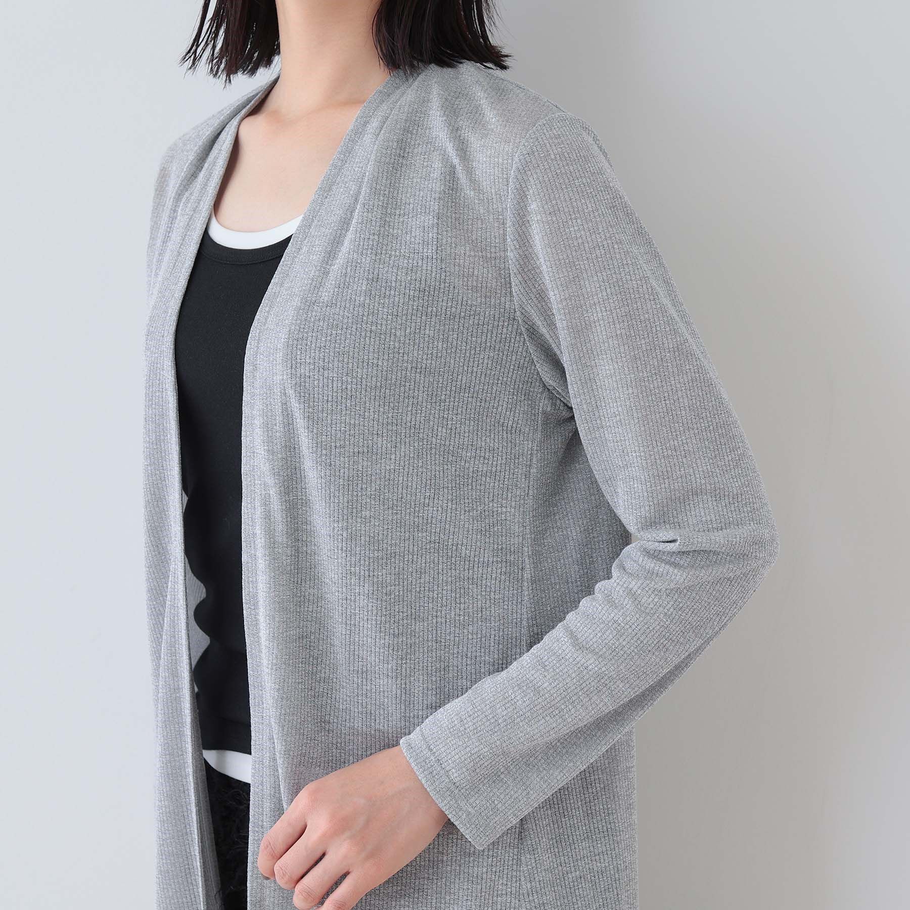 INDIVI「【洗える／シアーストライプ柄】着流しジャージカーディガン」|カーディガン|