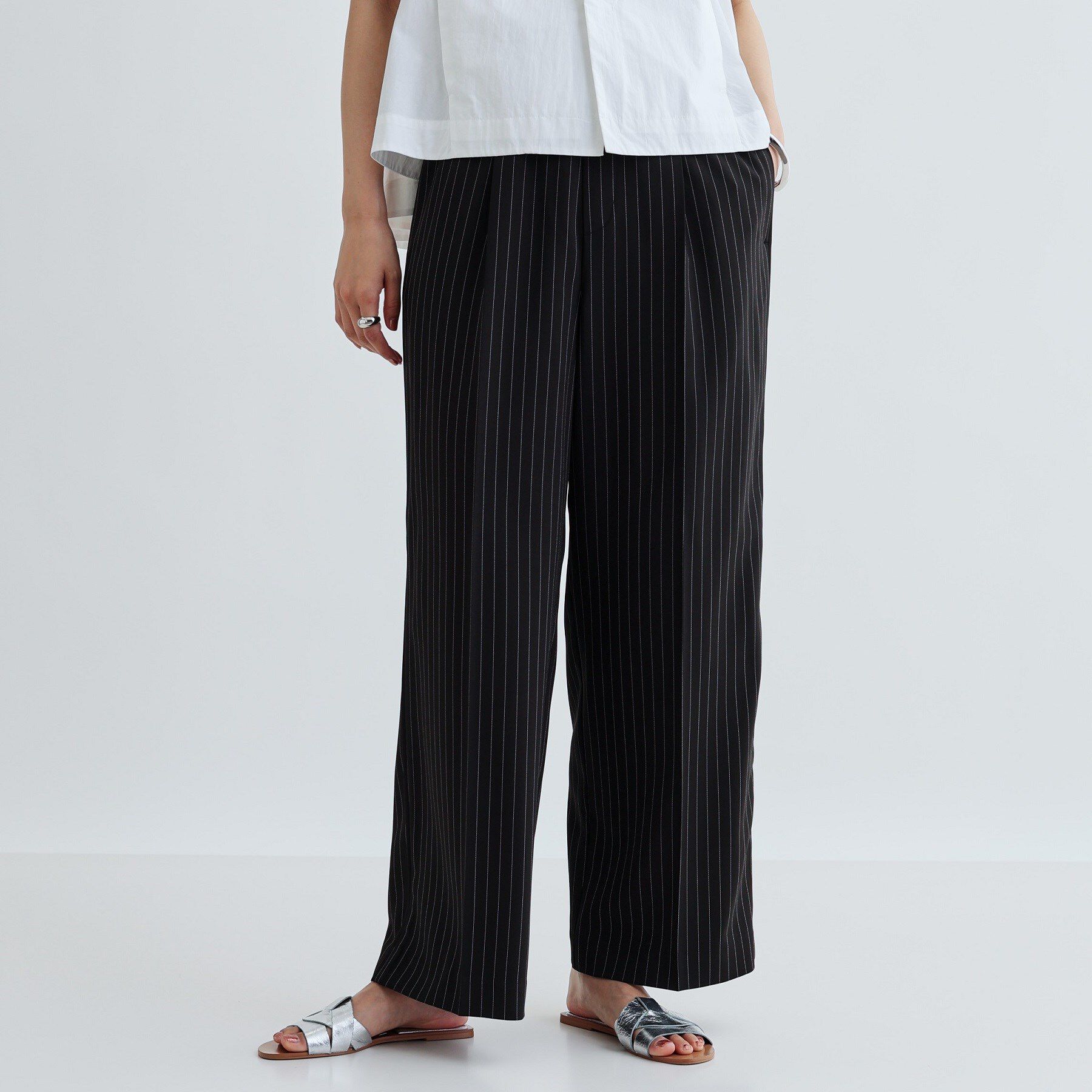 GALLEST「【セットアップ対応】イージーストレートワイドパンツ【カセット服／オケージョン／通勤】」|その他|ブラック(319)