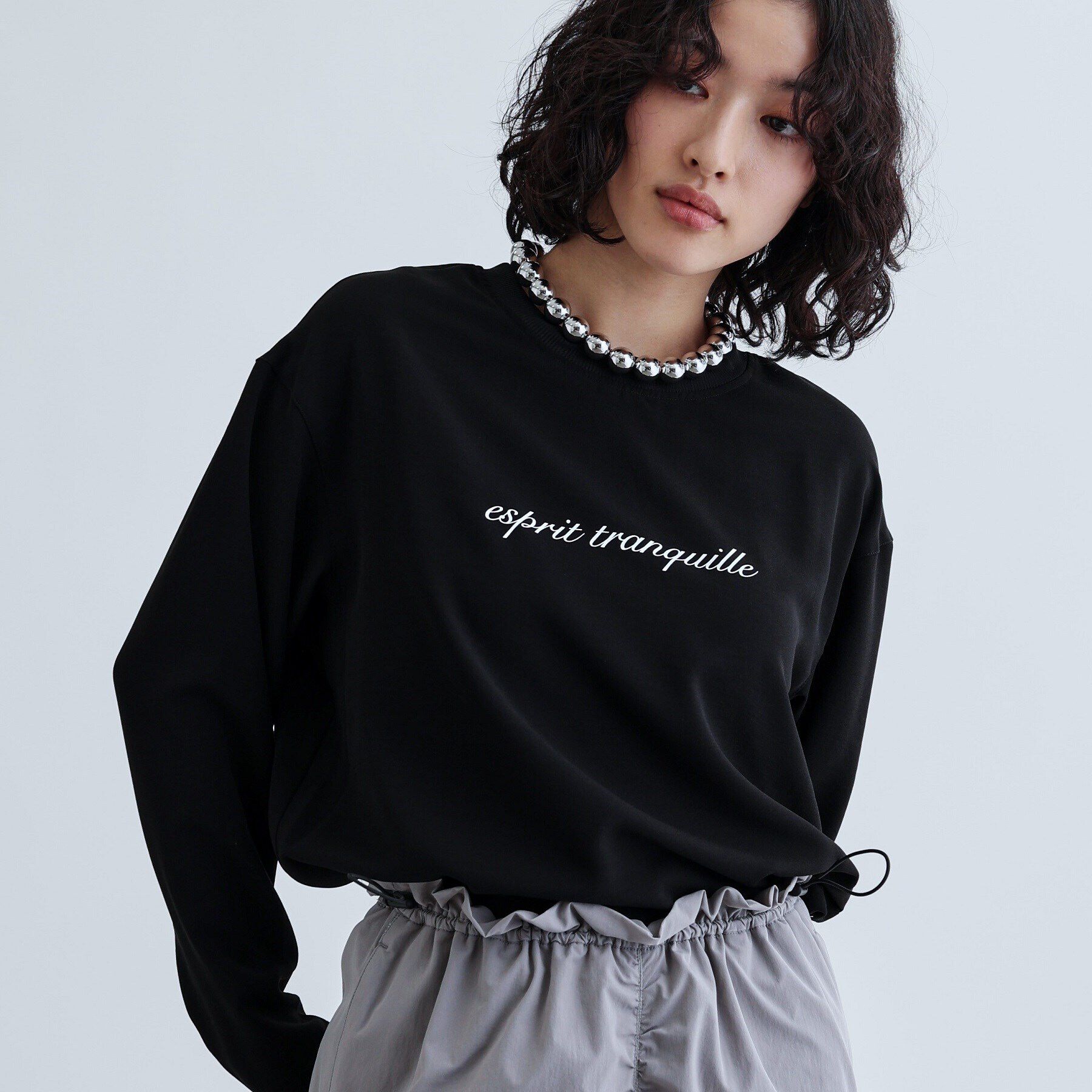 GALLEST「ジョーゼットロゴブラウス」|シャツ・ブラウス|ブラック(019)