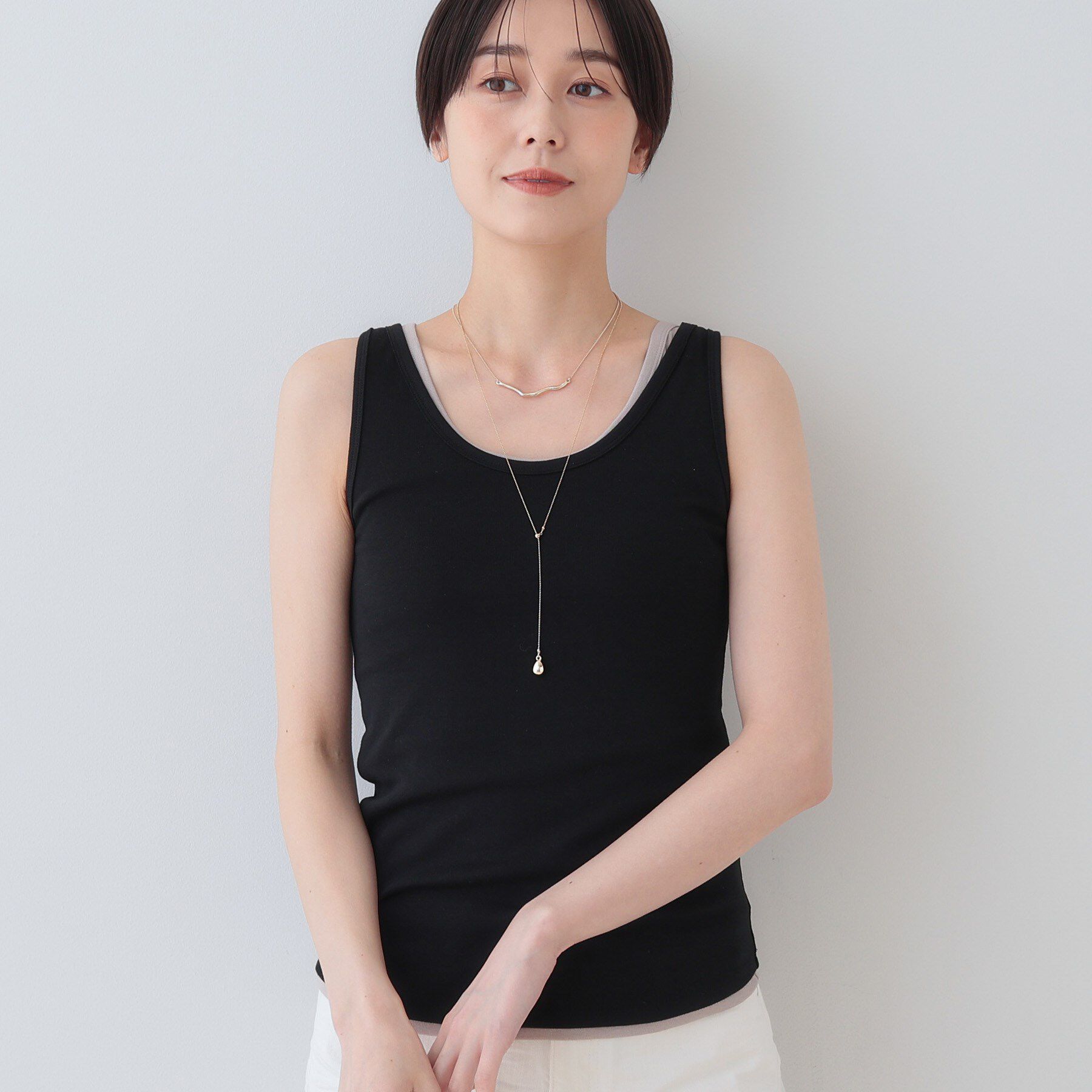 INDIVI「【洗える／前後2WAY】インナータンクトップ」|キャミソール|ブラック(019)