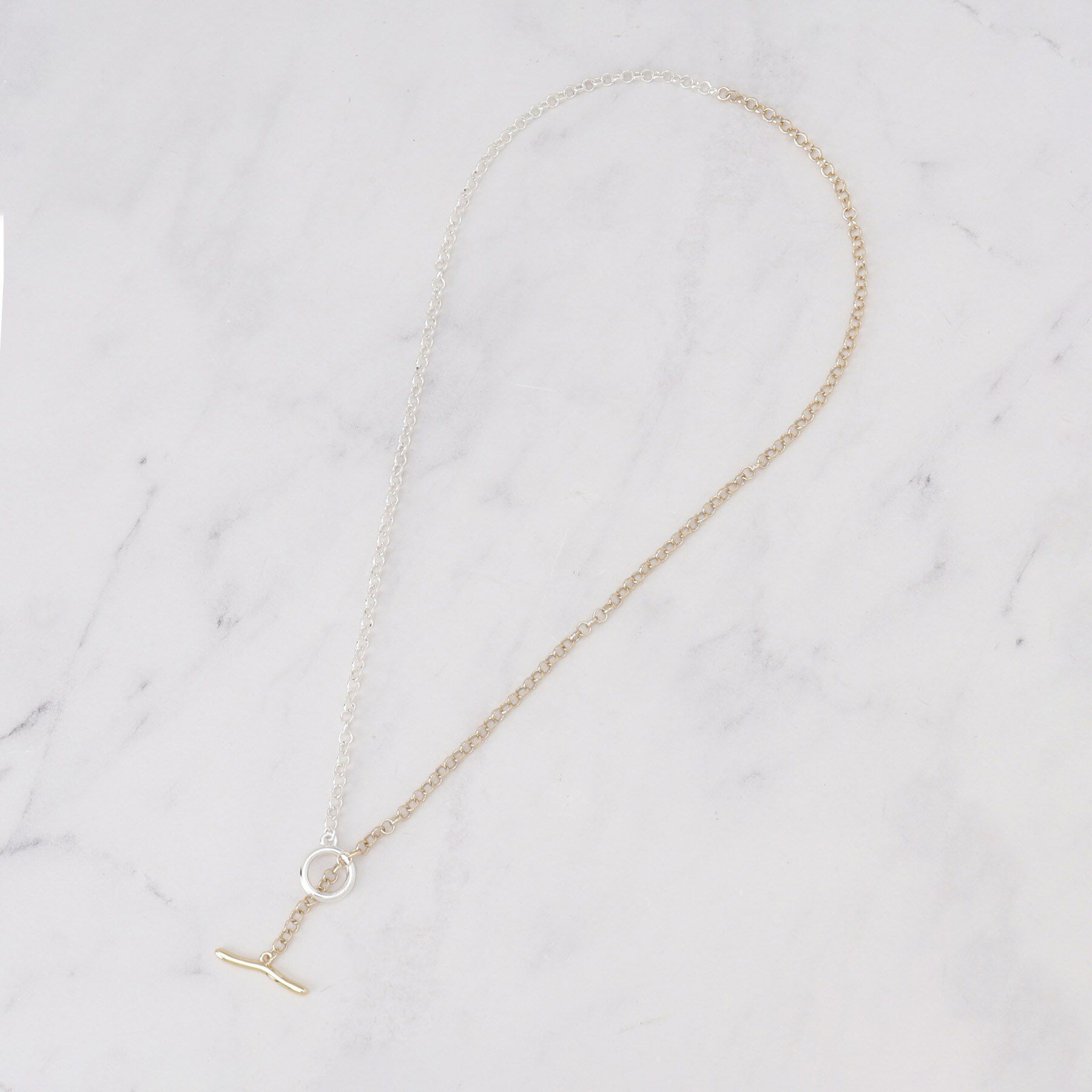 INDIVI「バイカラーショートネックレス」|ネックレス|