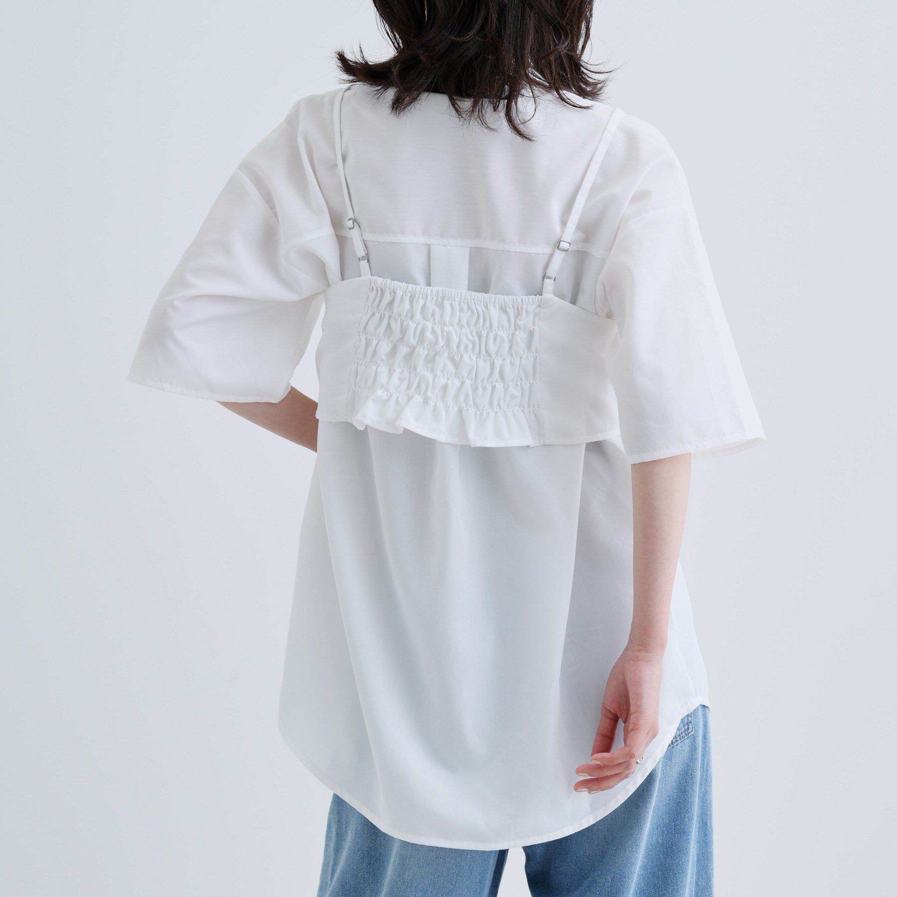 GALLEST「【一部店舗限定】ベアトップ付き半袖ワイドシャツ」|シャツ・ブラウス|