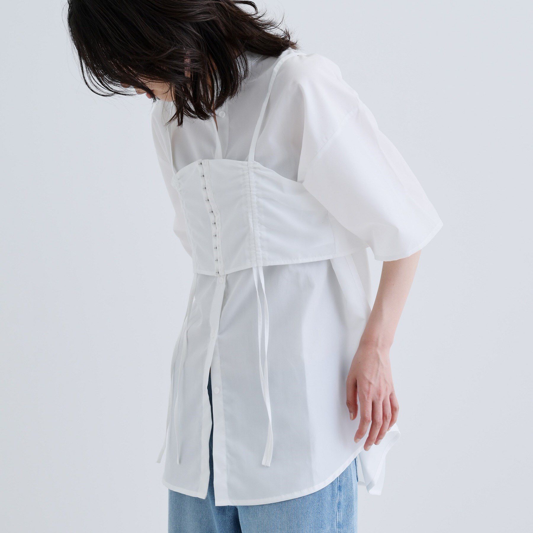 GALLEST「【一部店舗限定】ベアトップ付き半袖ワイドシャツ」|シャツ・ブラウス|