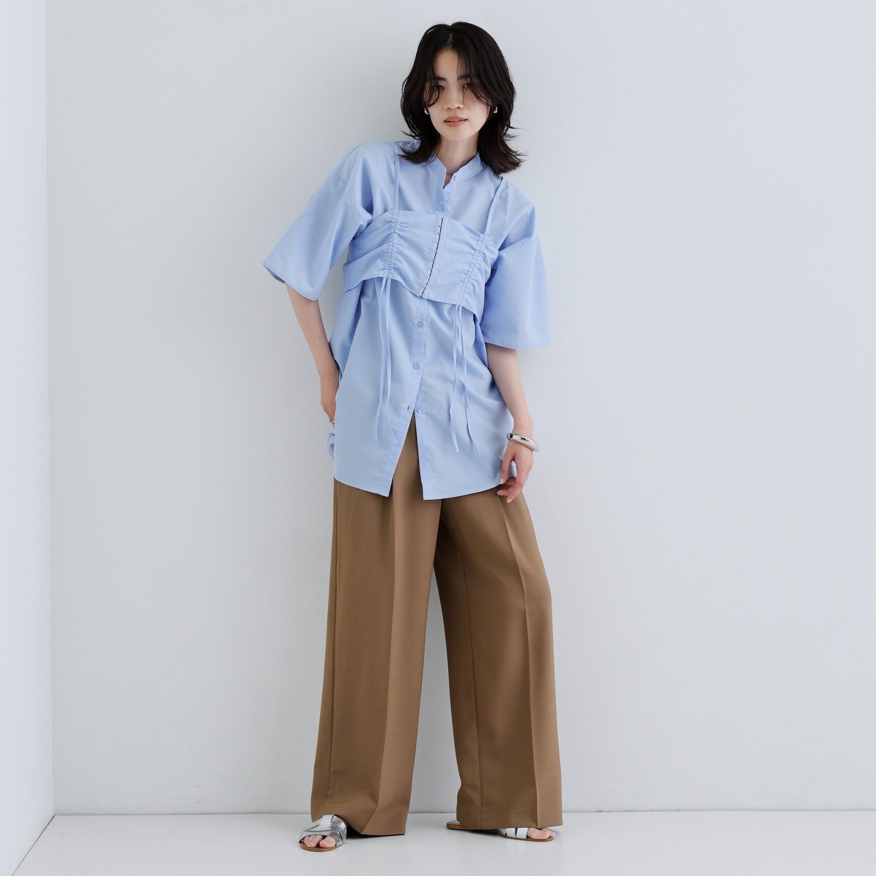 GALLEST「【一部店舗限定】ベアトップ付き半袖ワイドシャツ」|シャツ・ブラウス|