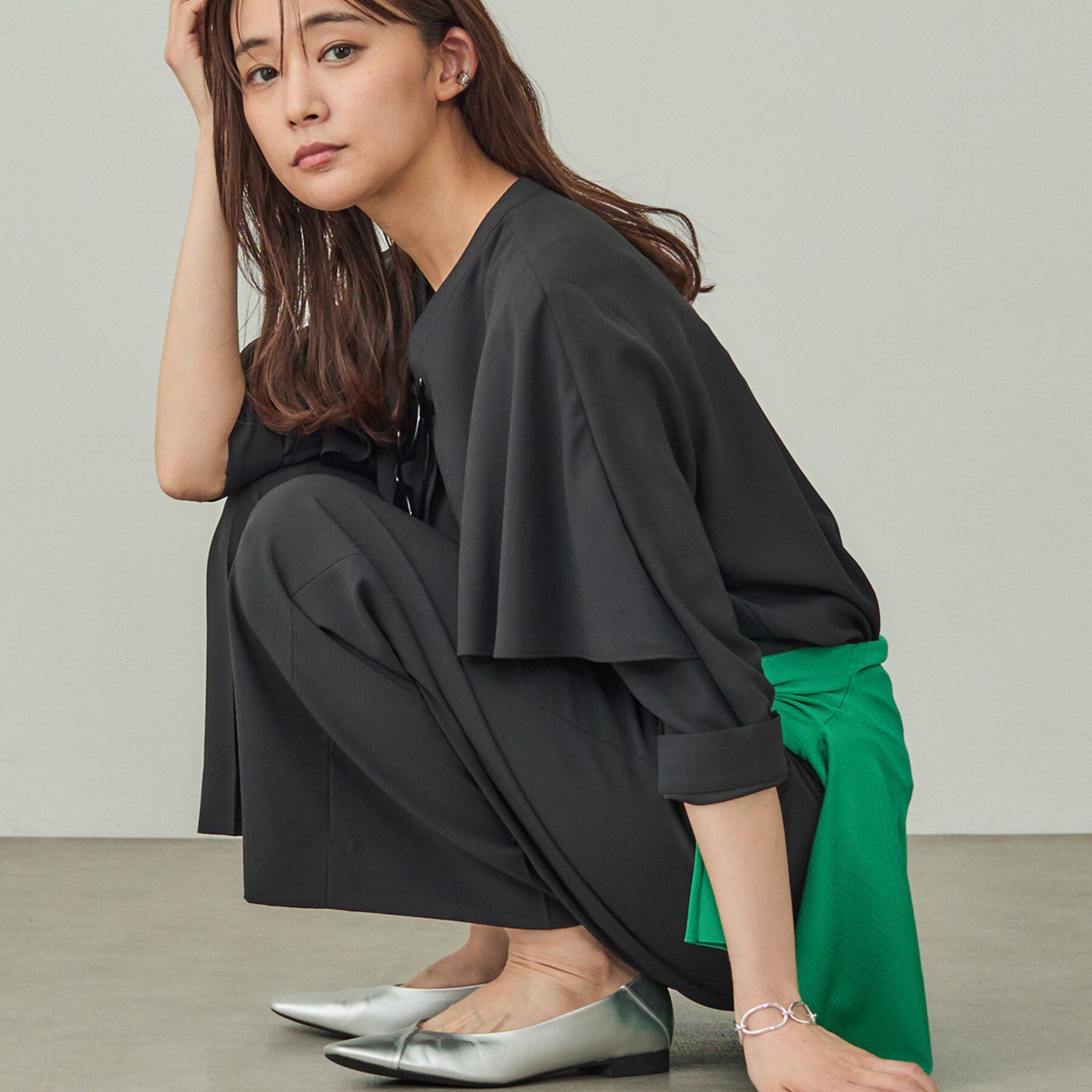 INDIVI「【羽織りとしても活躍！】ケープカラーブラウス」|シャツ・ブラウス|