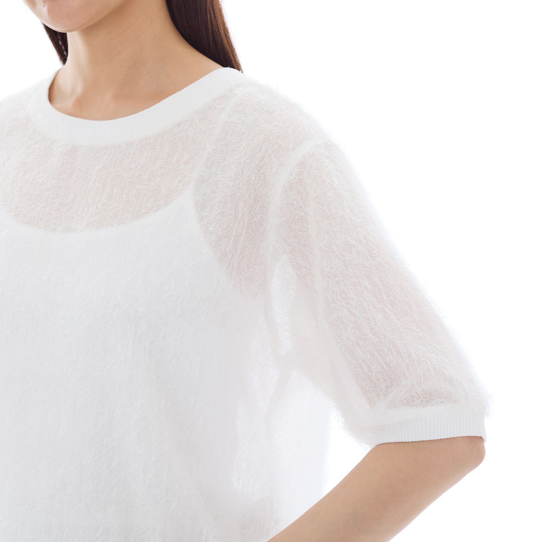 INDIVI「ヘアリージャカードトップス」|シャツ・ブラウス|