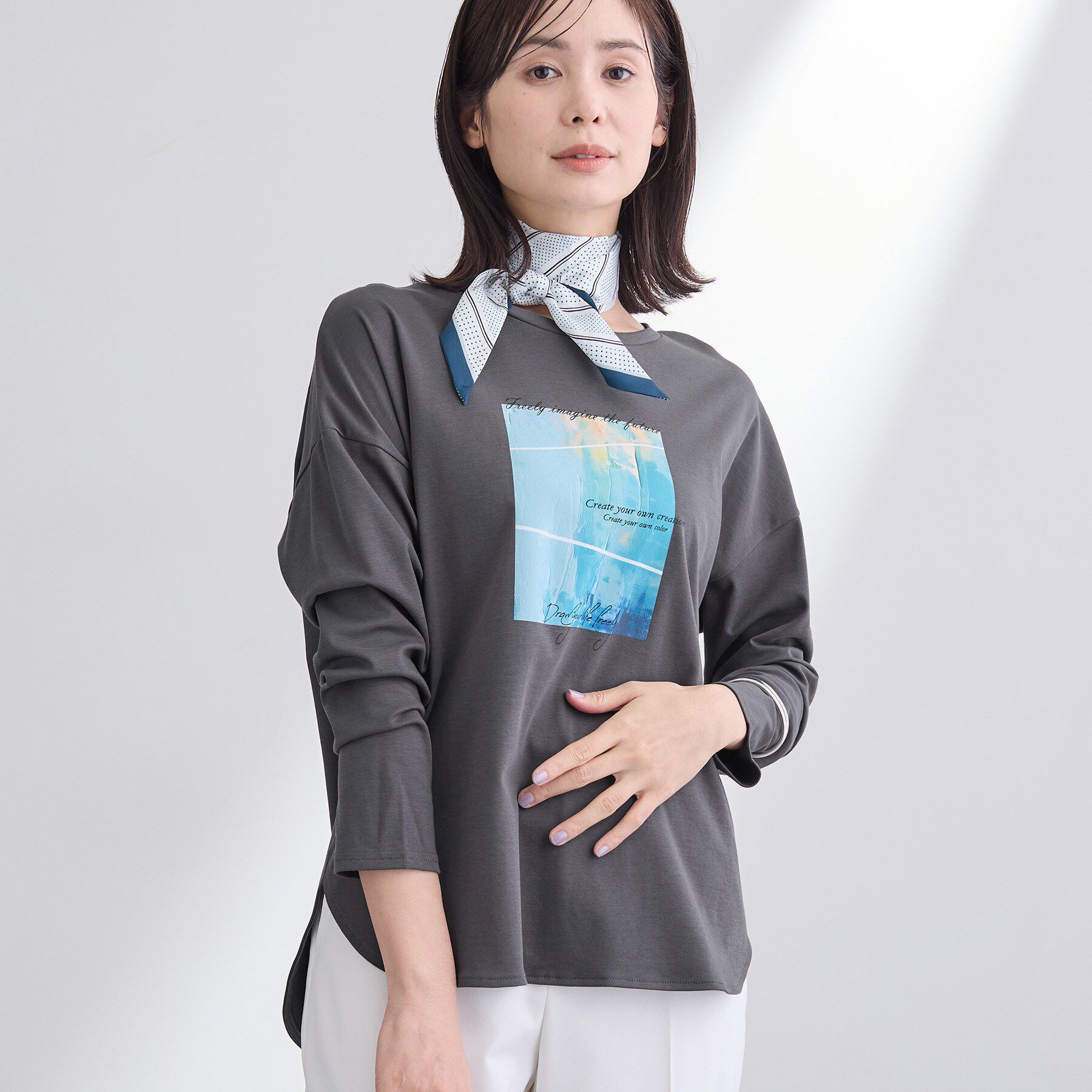 INDIVI「【UVケア】プリントフォトロングTシャツ」|Tシャツ・カットソー|