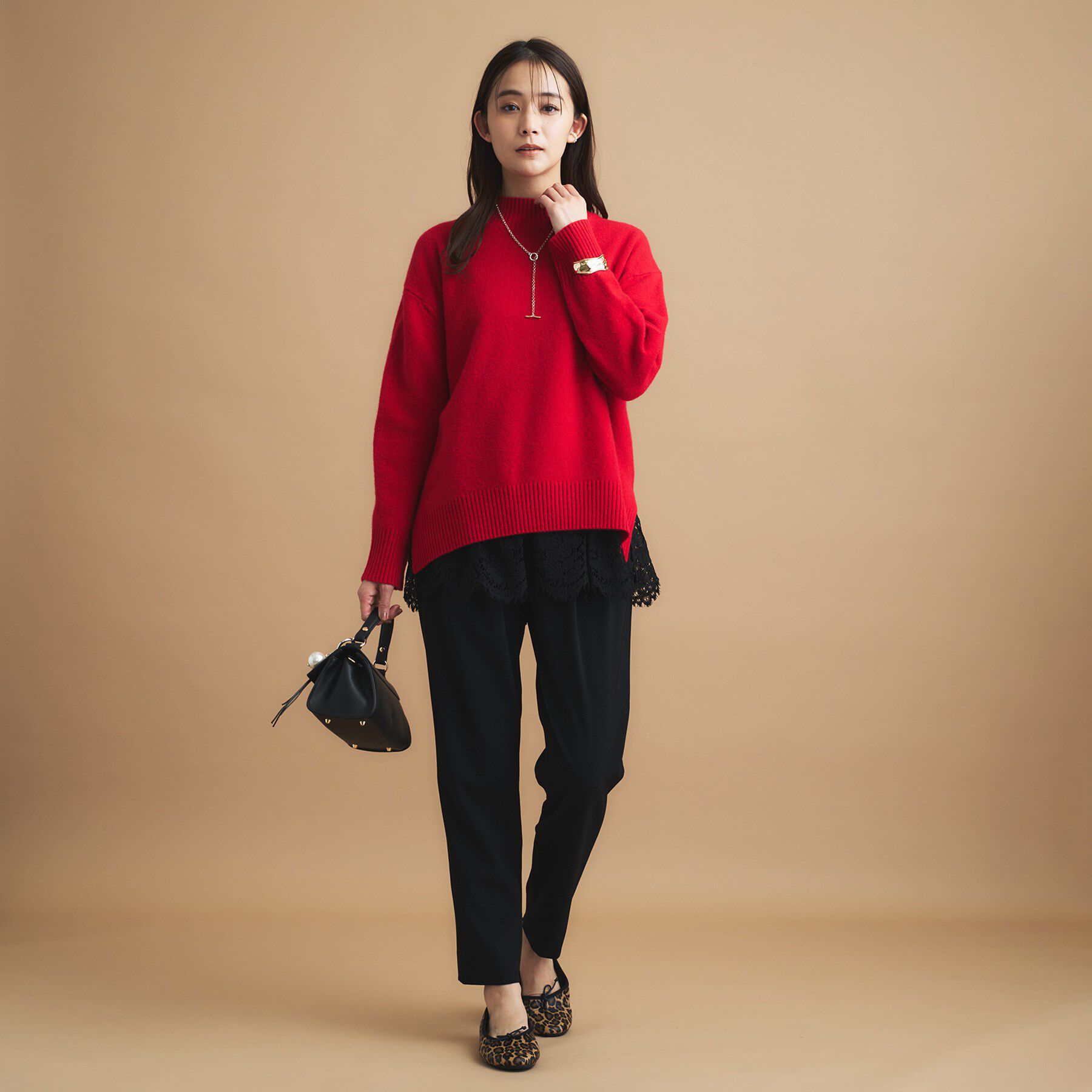 INDIVI「人気NO.1【褒められパンツ／高ストレッチ／ウエストゴム】タックテーパードパンツ」|その他|