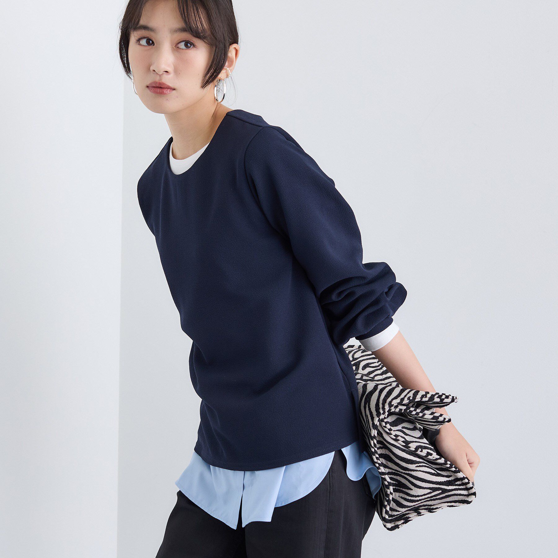 INDIVI「【SETUP可能／袖コンシャス】ダンボールジャージトップス」|Tシャツ・カットソー|