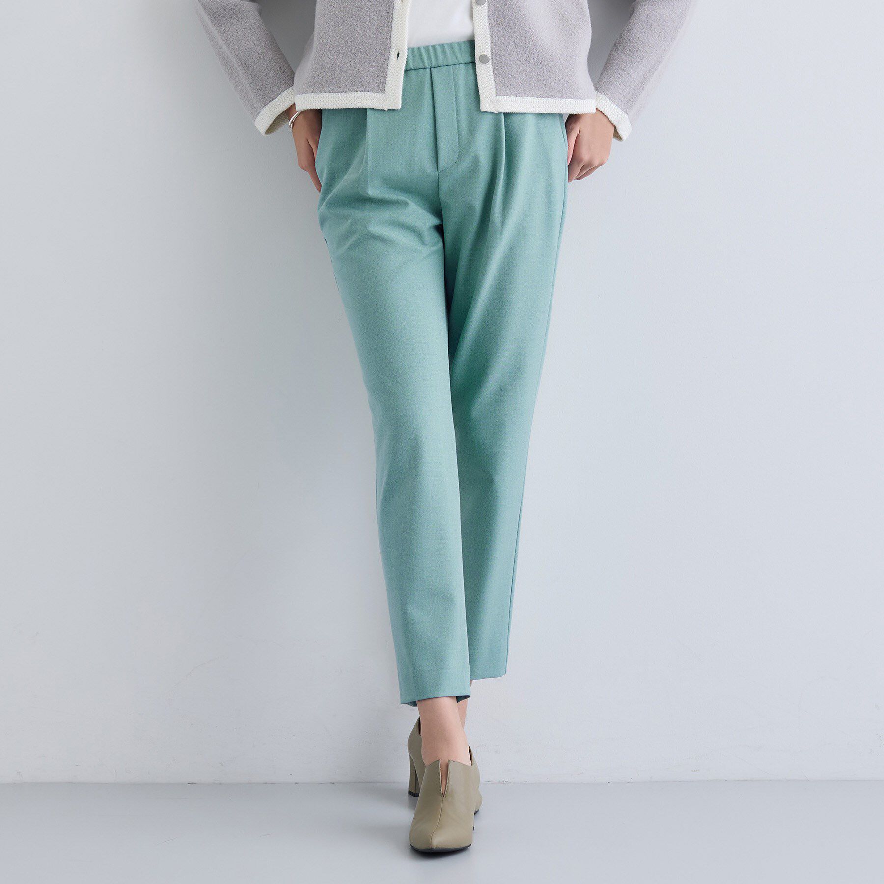 INDIVI「【洗える／裏起毛】ストレッチウォームパンツ」|その他|グリーン(022)