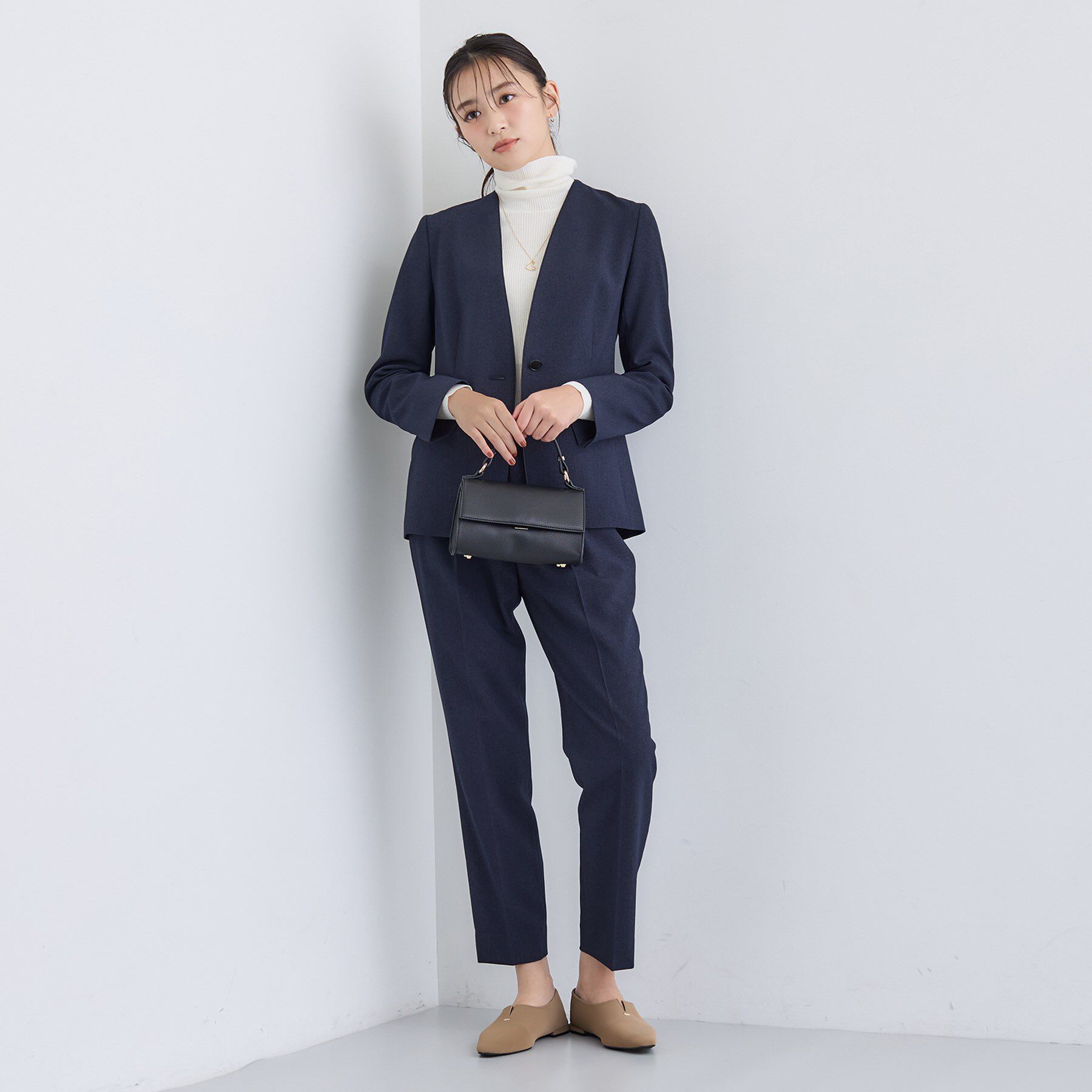 INDIVI「【洗える／通勤／スーツ】メランジストレッチ ノーカラージャケット」|スーツ|