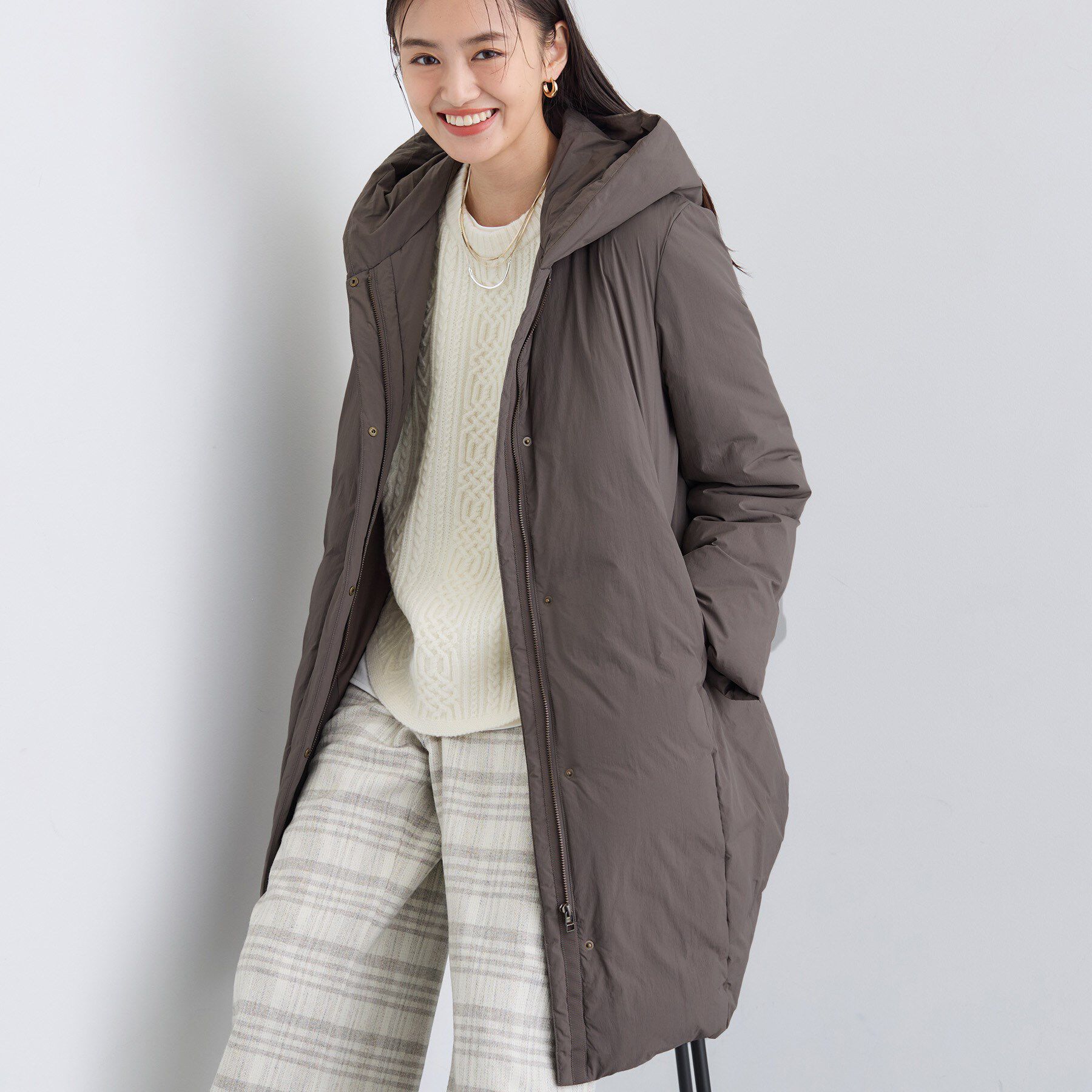 INDIVI「【撥水／洗える】ステッチレス ロングダウンコート」|ダウン|