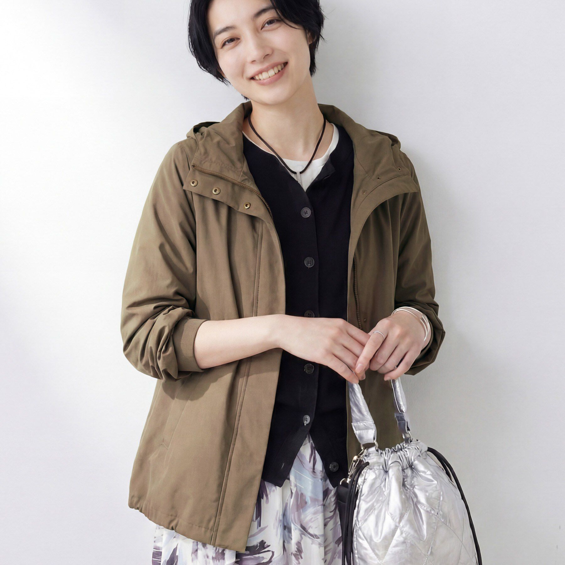 INDIVI「【撥水／フード取外し可】凹凸素材ブルゾン」|ブルゾン・スタジャン|