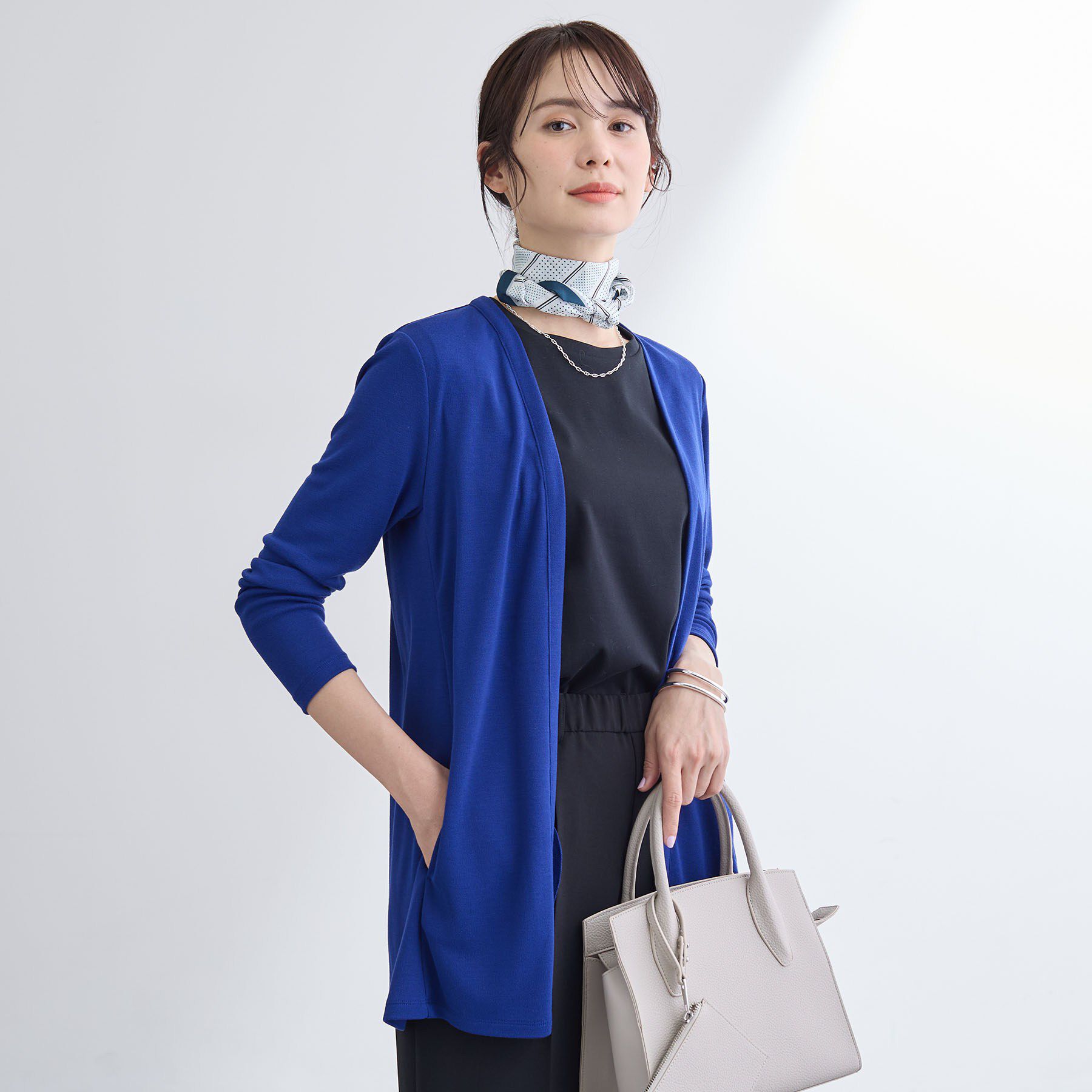 INDIVI「【UVケア】着流しミドル丈カーディガンジャージ」|カーディガン|