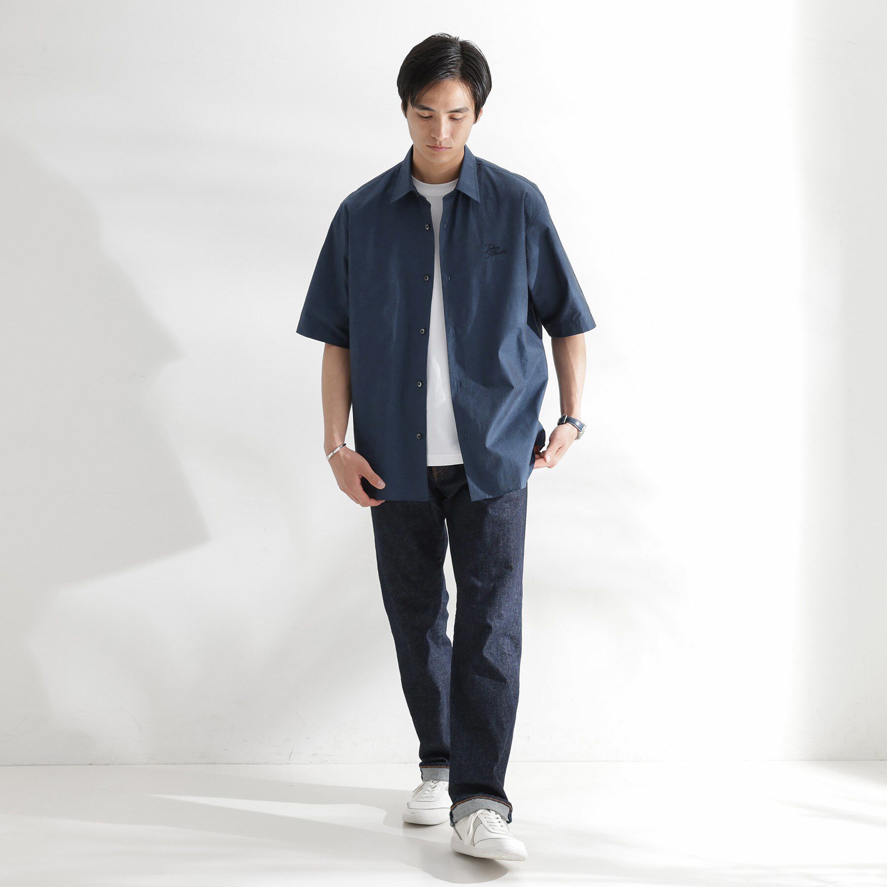TAKEO KIKUCHI「【LIMITED】ワンポイントロゴ刺繍 綿麻半袖シャツ」|シャツ・ブラウス|