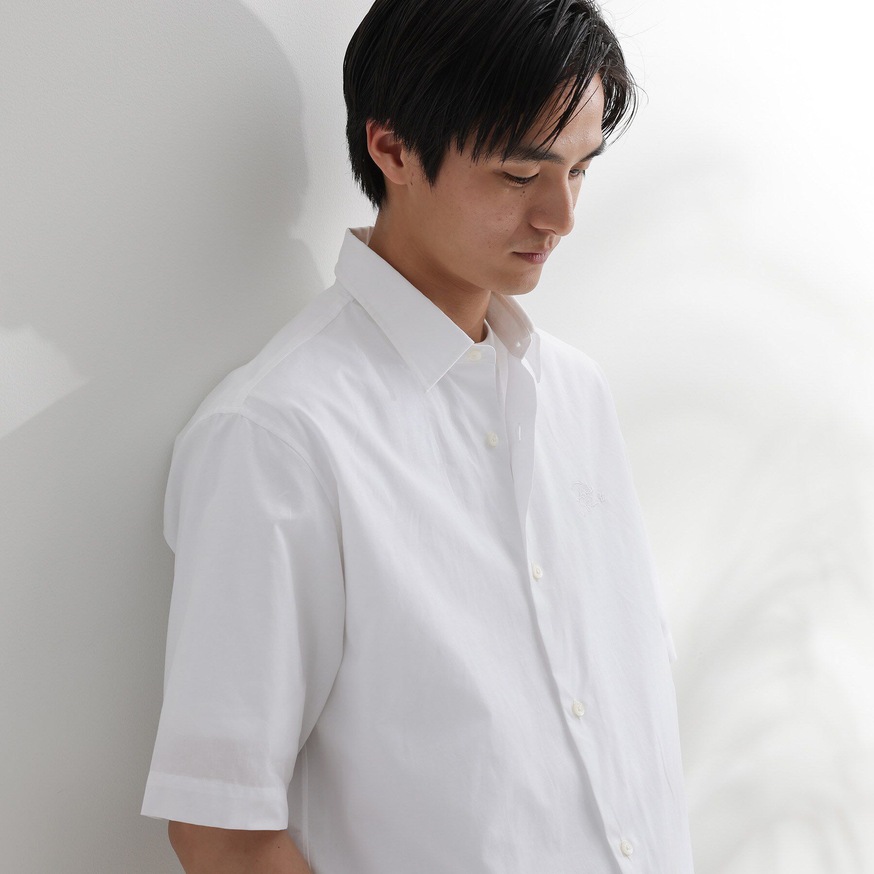 TAKEO KIKUCHI「【LIMITED】ワンポイントロゴ刺繍 綿麻半袖シャツ」|シャツ・ブラウス|