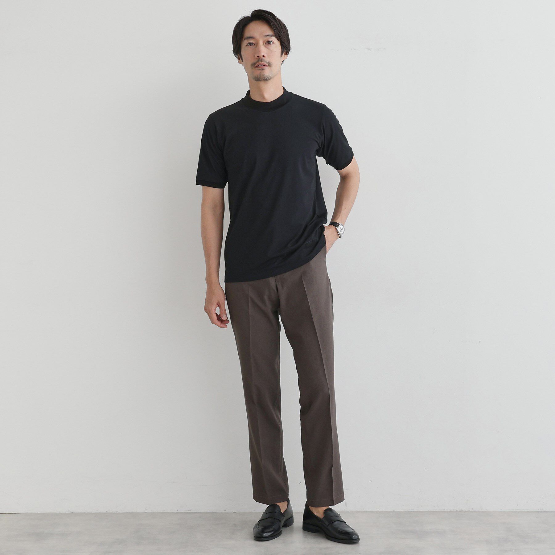 TAKEO KIKUCHI「【COOL CITY WEAR】インドライ天竺モックネック プルオーバー /吸汗速乾」|Tシャツ・カットソー|