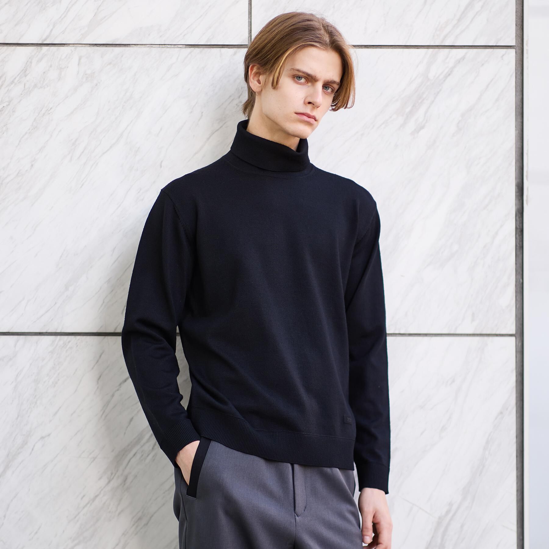 TAKEO KIKUCHI「アンチピリング タートルネック ニット」|ニット・セーター|ブラック(019)