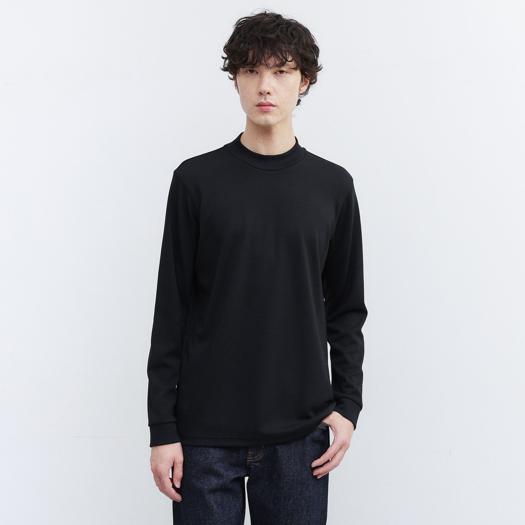 TAKEO KIKUCHI「ウール混 モックネック プルオーバー」|Tシャツ・カットソー|ブラック(019)