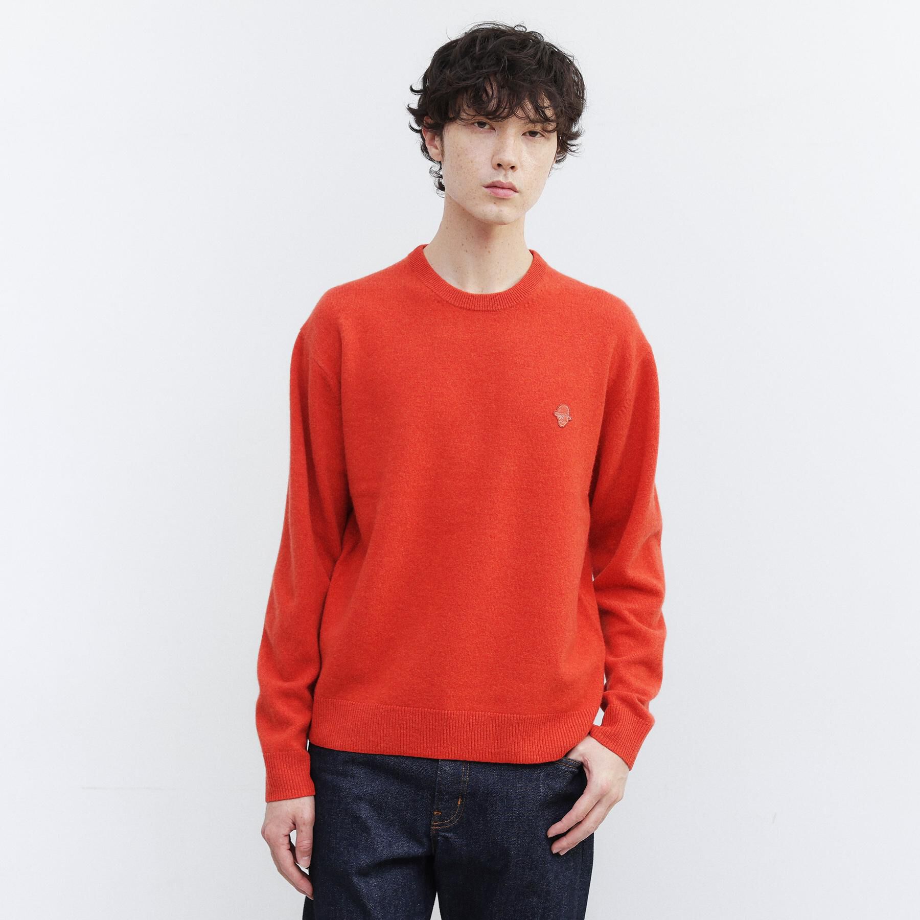 TAKEO KIKUCHI「【Air Palette Knit】ワンポイント カラーニット プルオーバー」|ニット・セーター|